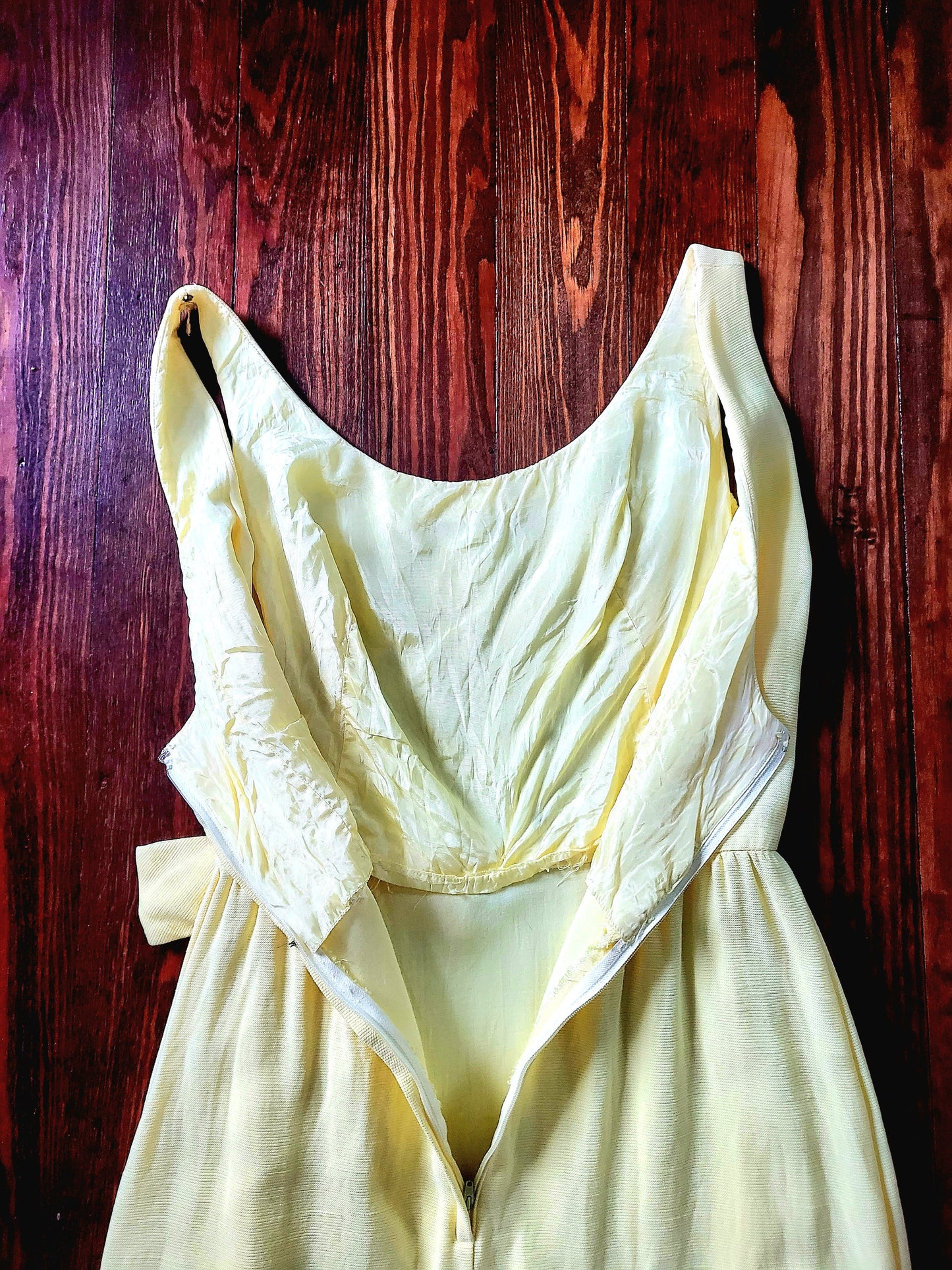 SOLD - Vintage 1960's Lemon Yellow Sun Dress with Ruffle Hem