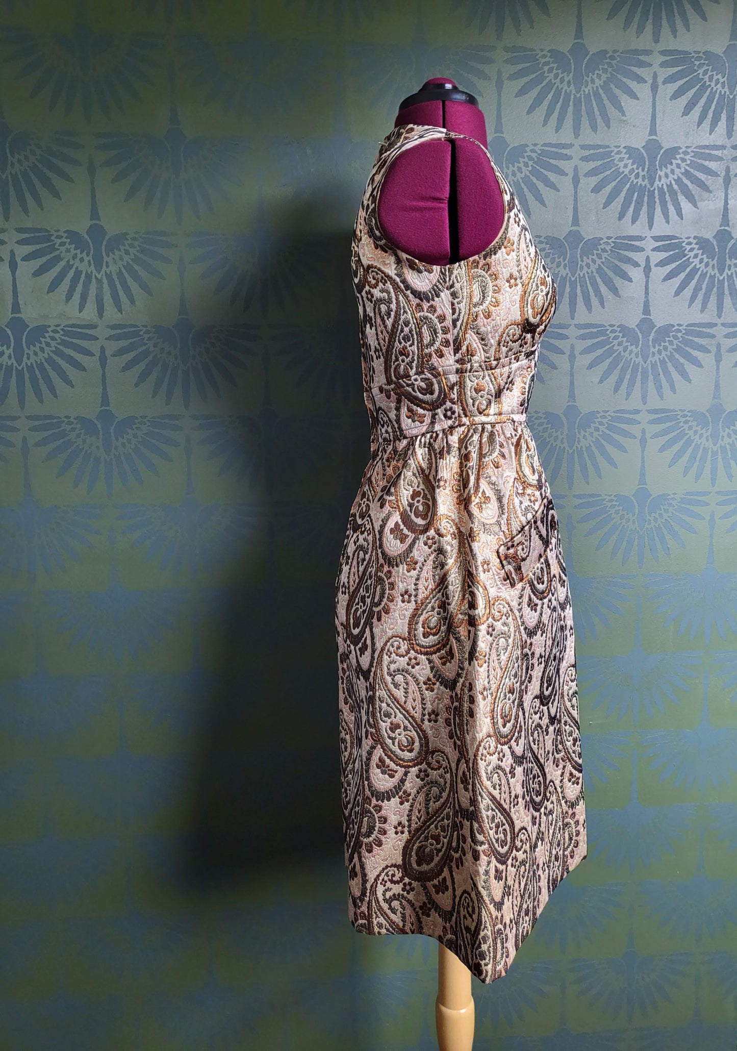 SOLD - Vintage 1960's Kent Original Metallic Bronze Paisley Short Gown with Jacket