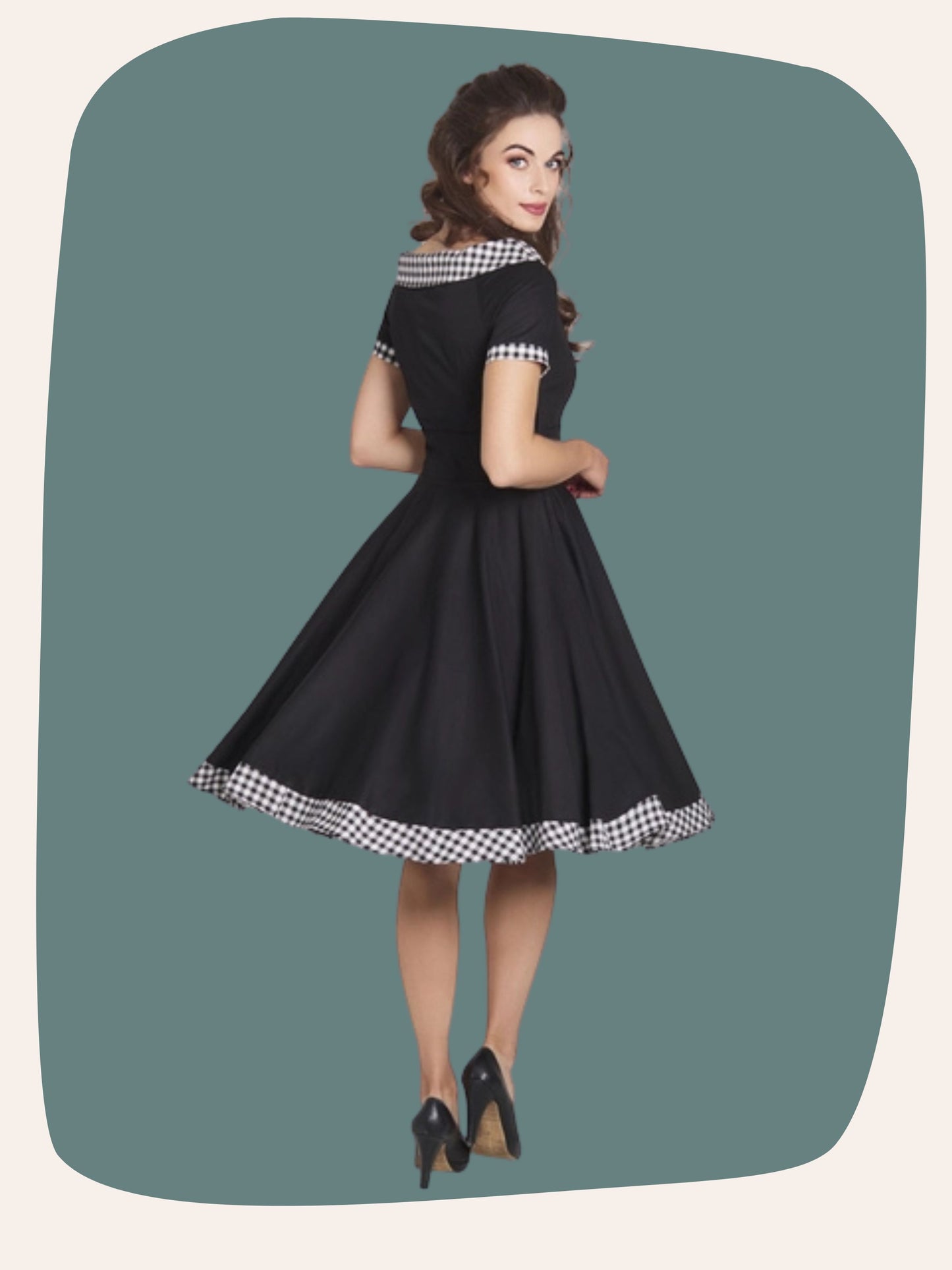 Darlene Black Gingham Swing Dress