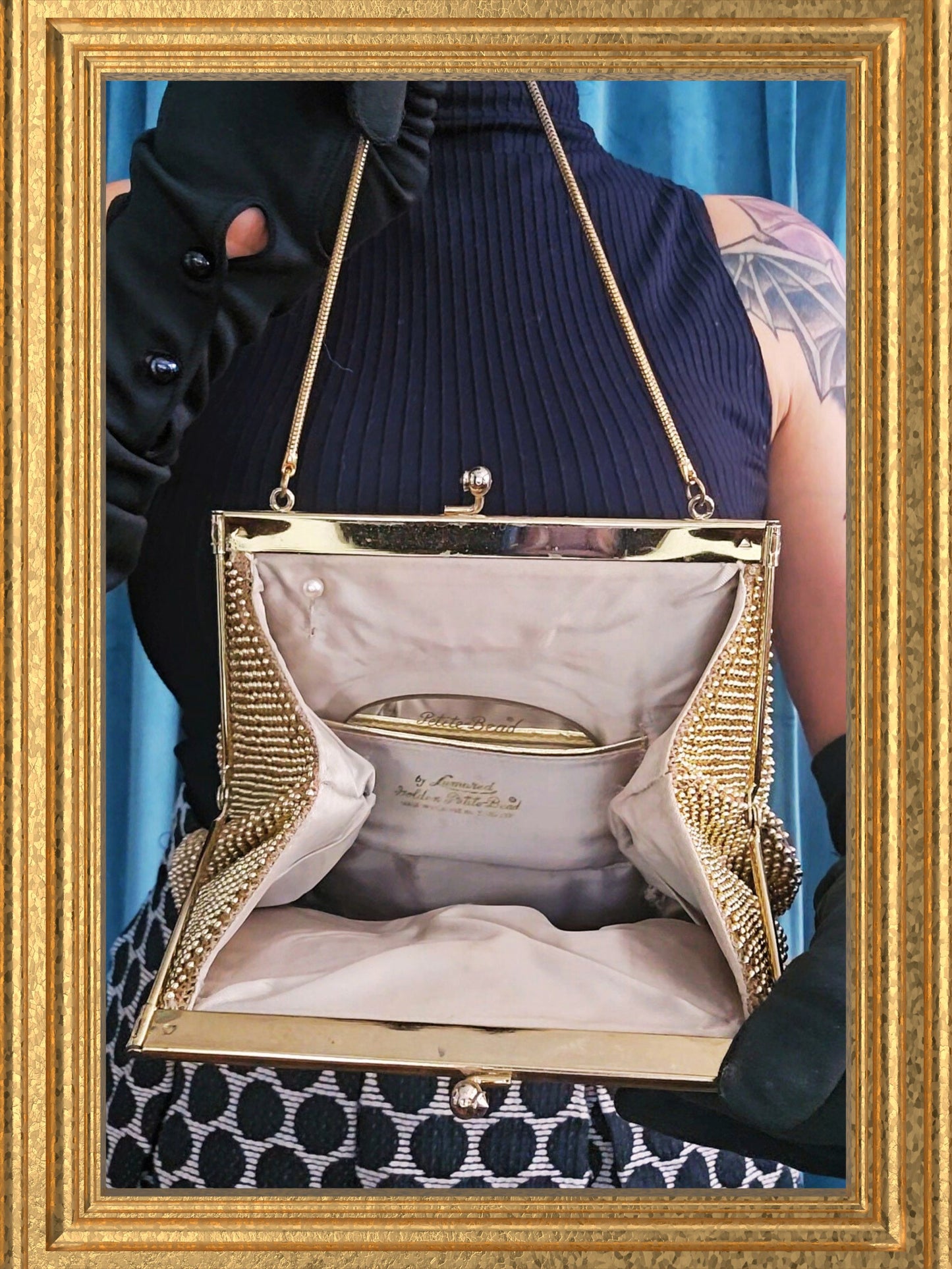 SOLD - "Lumured" Golden Petite Bead Handbag