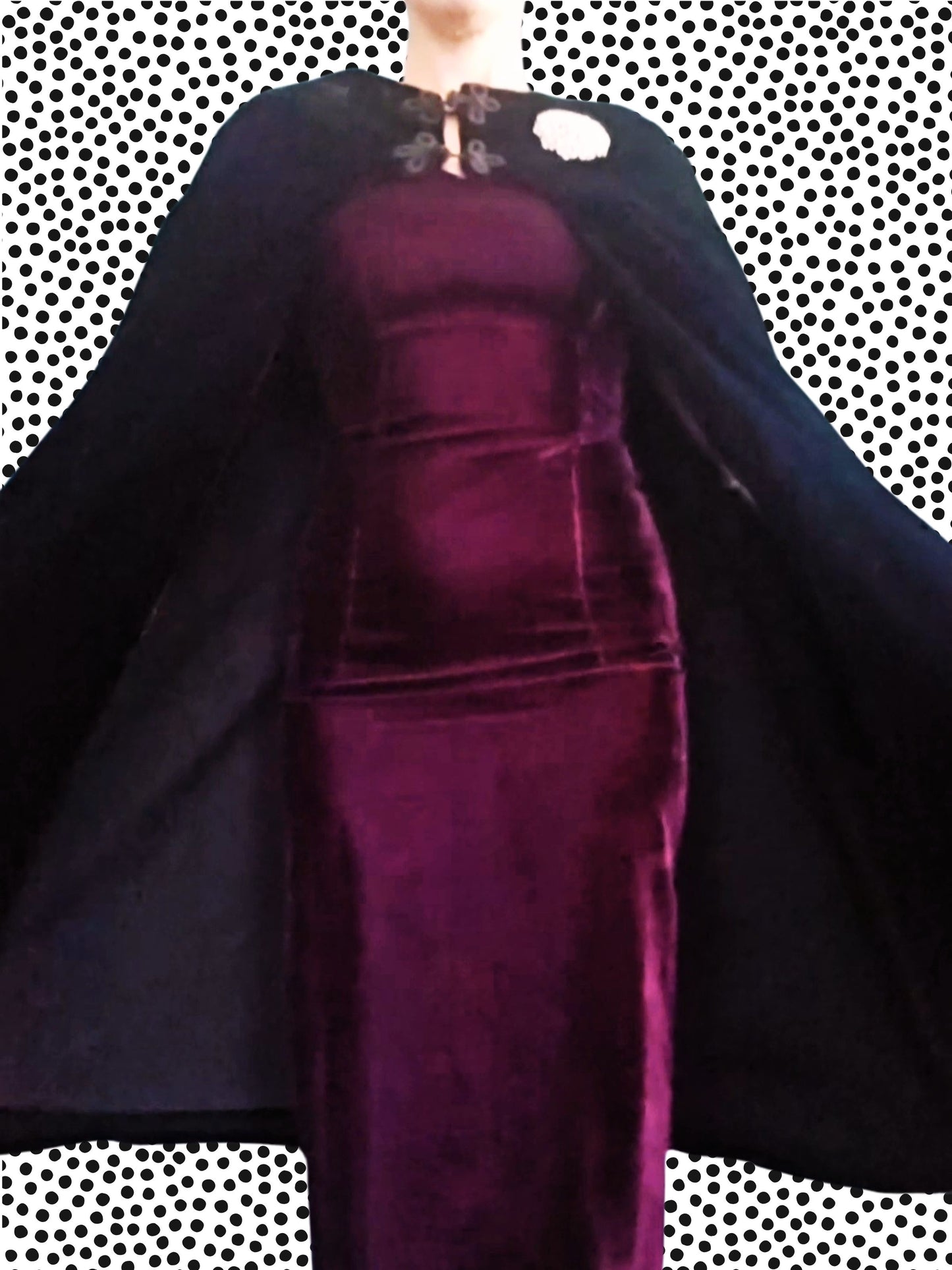 SOLD - Vintage 1960's Black Velvet Cape
