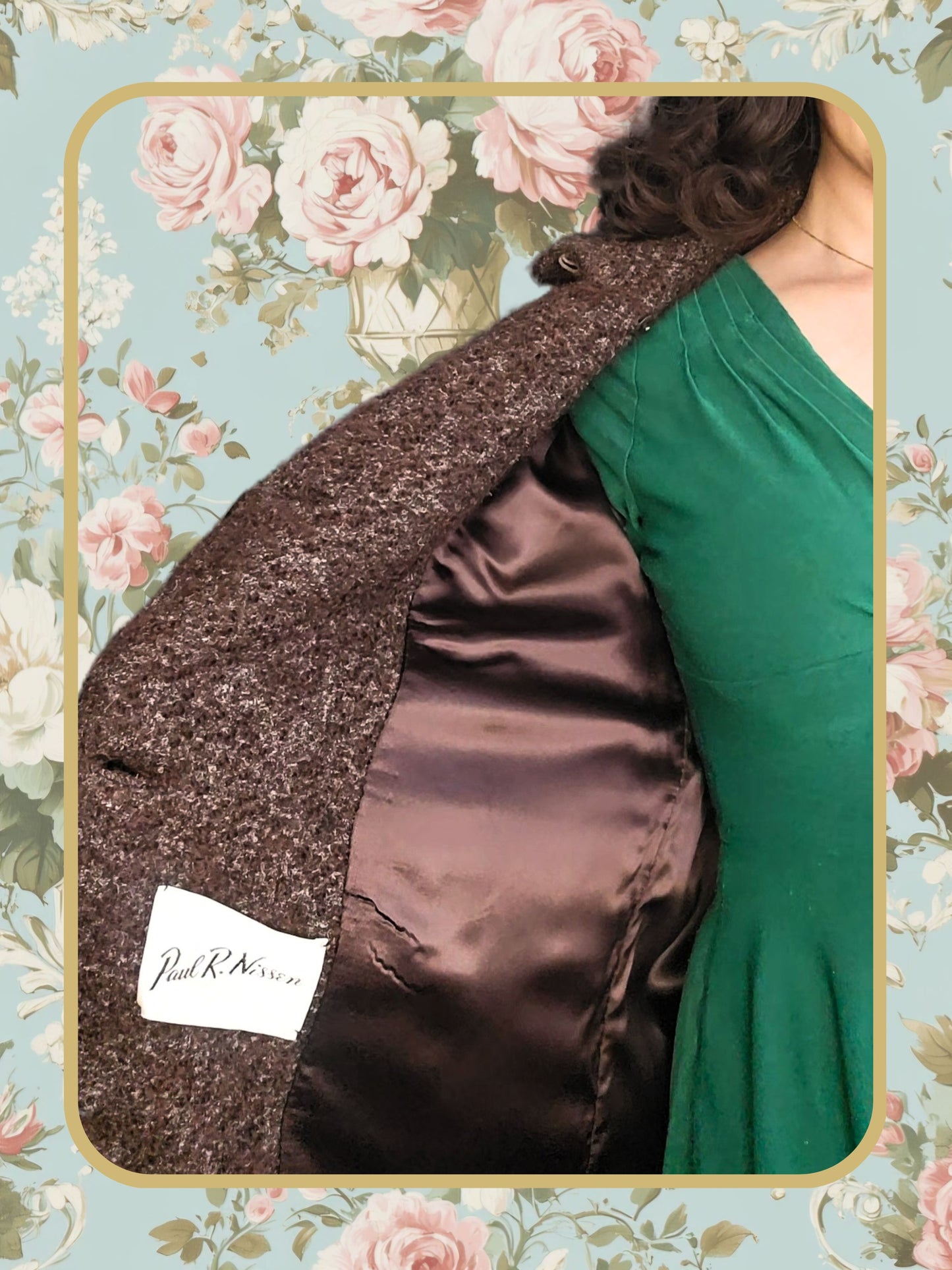 Vintage Brown Bouclé Wool Coat