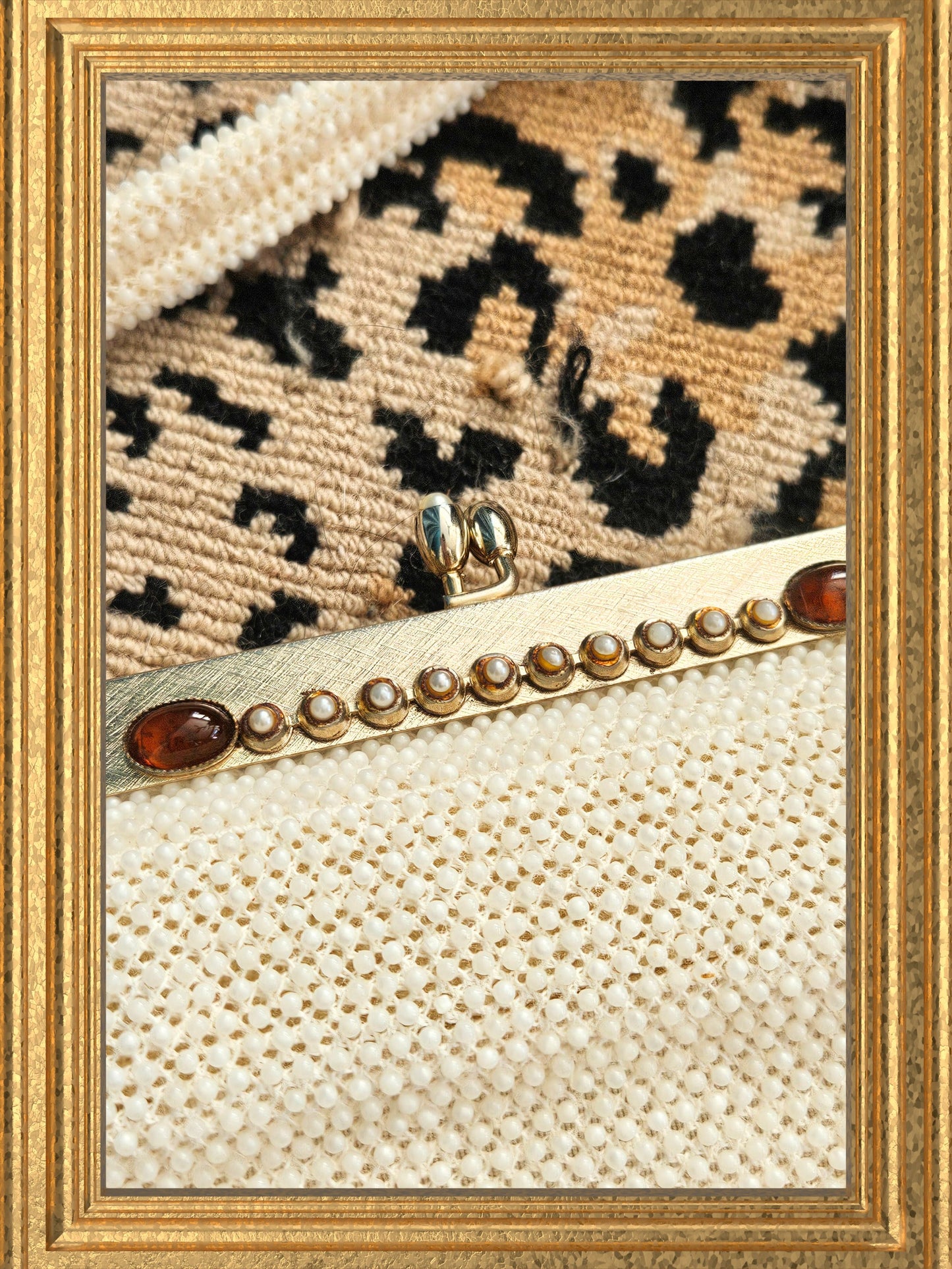 SOLD- Vintage Ivory Petite Bead Handbag