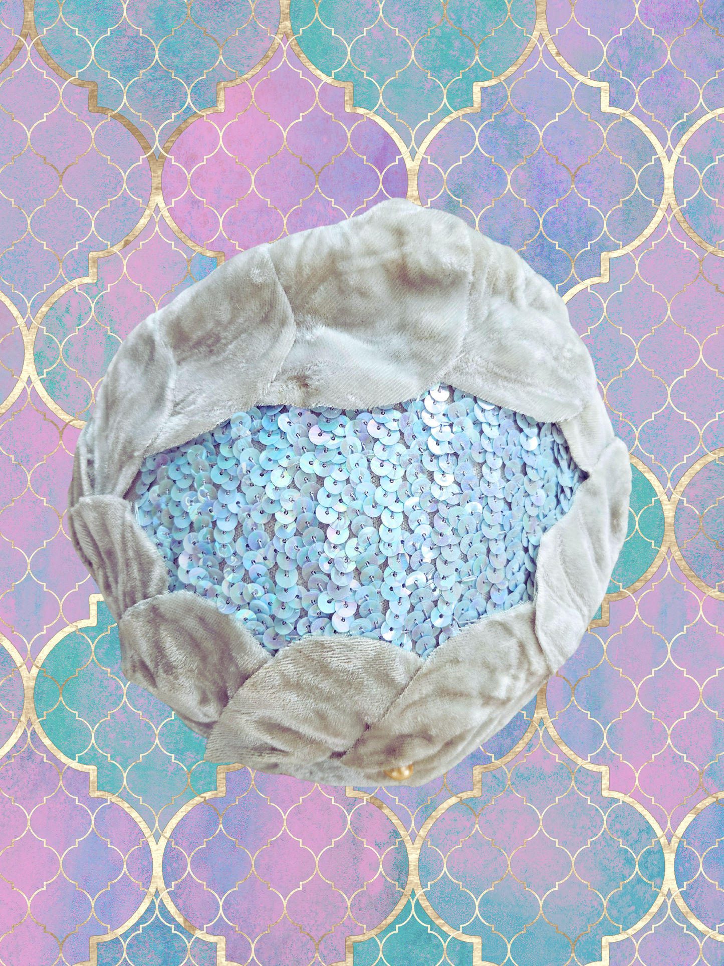 Vintage Blue Sequence Crescent Topper