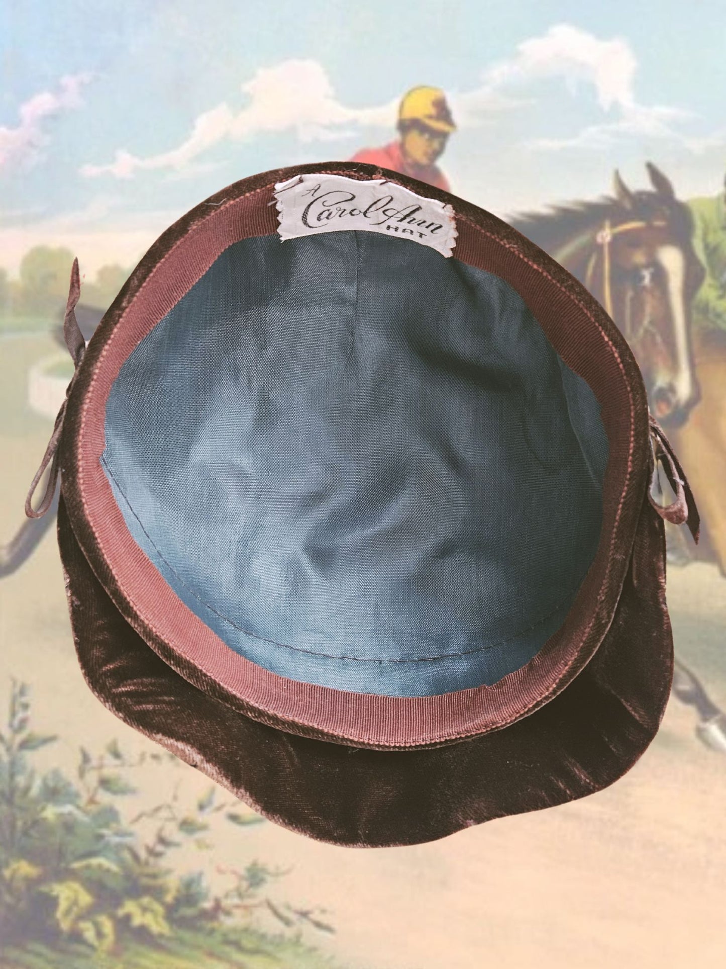 Vintage Brown Velvet Riding Cap