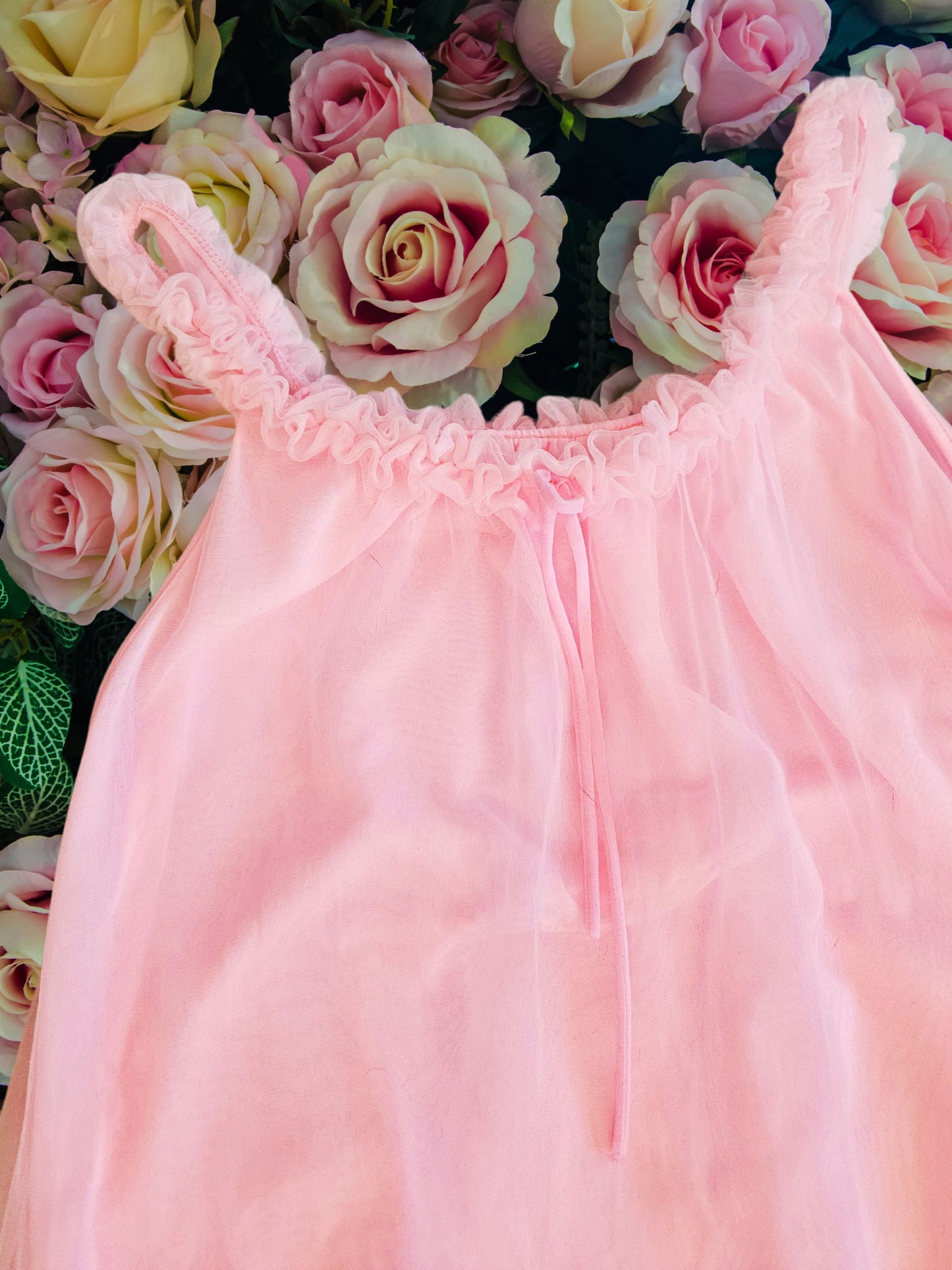 SOLD - Vintage Pink Chiffon Negligee