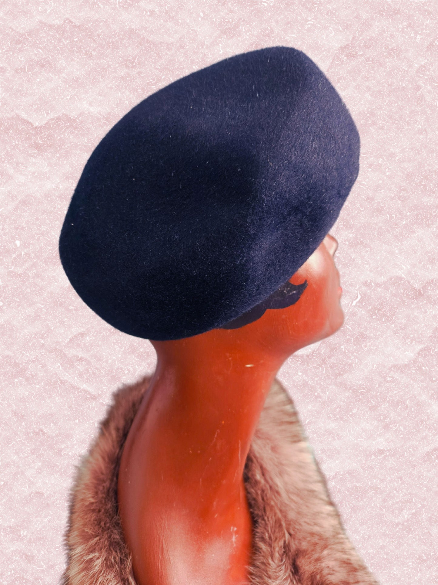 Vintage Navy Mohair Turban Topper