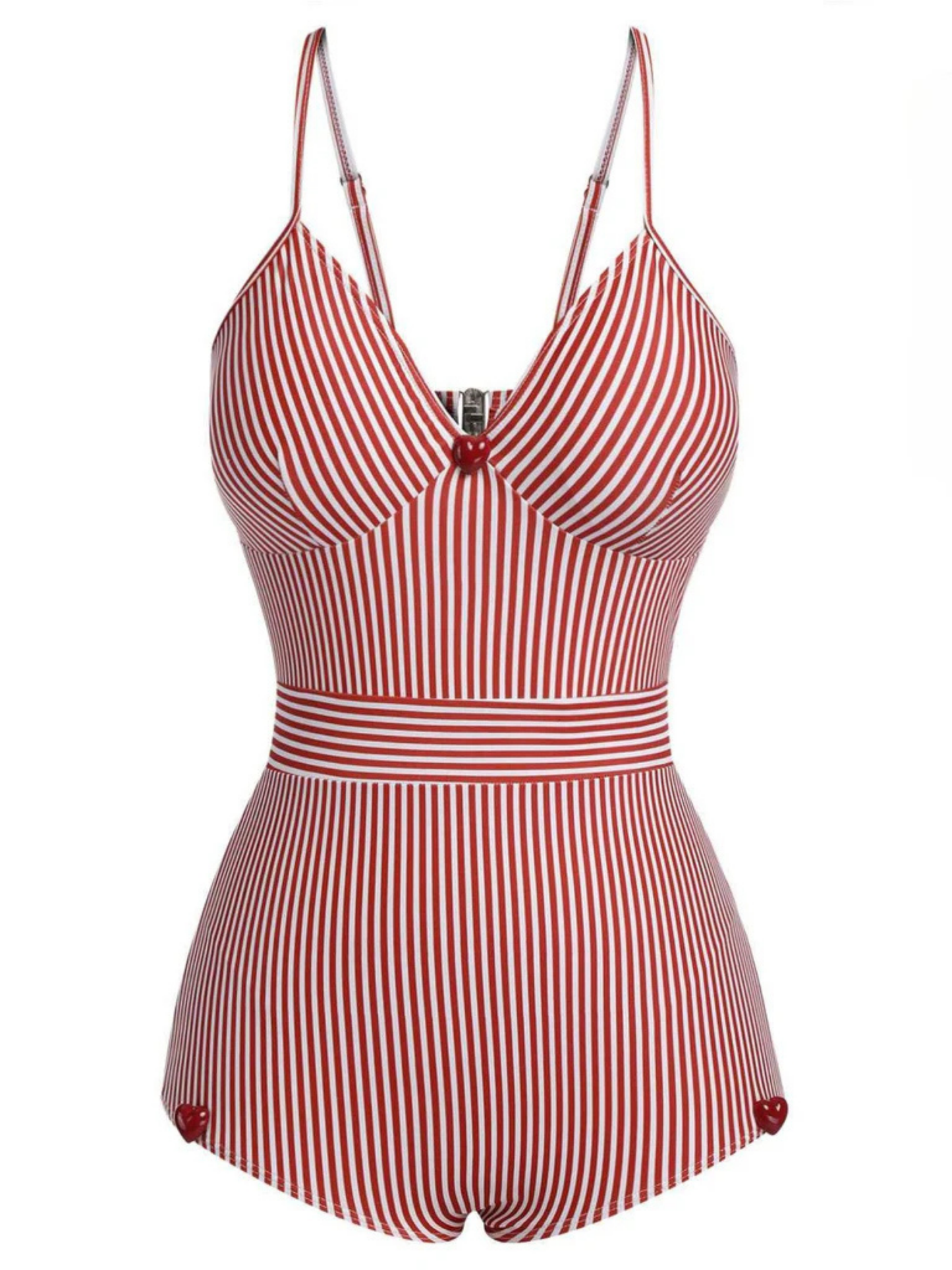 1940s Red Striped Swimsuit