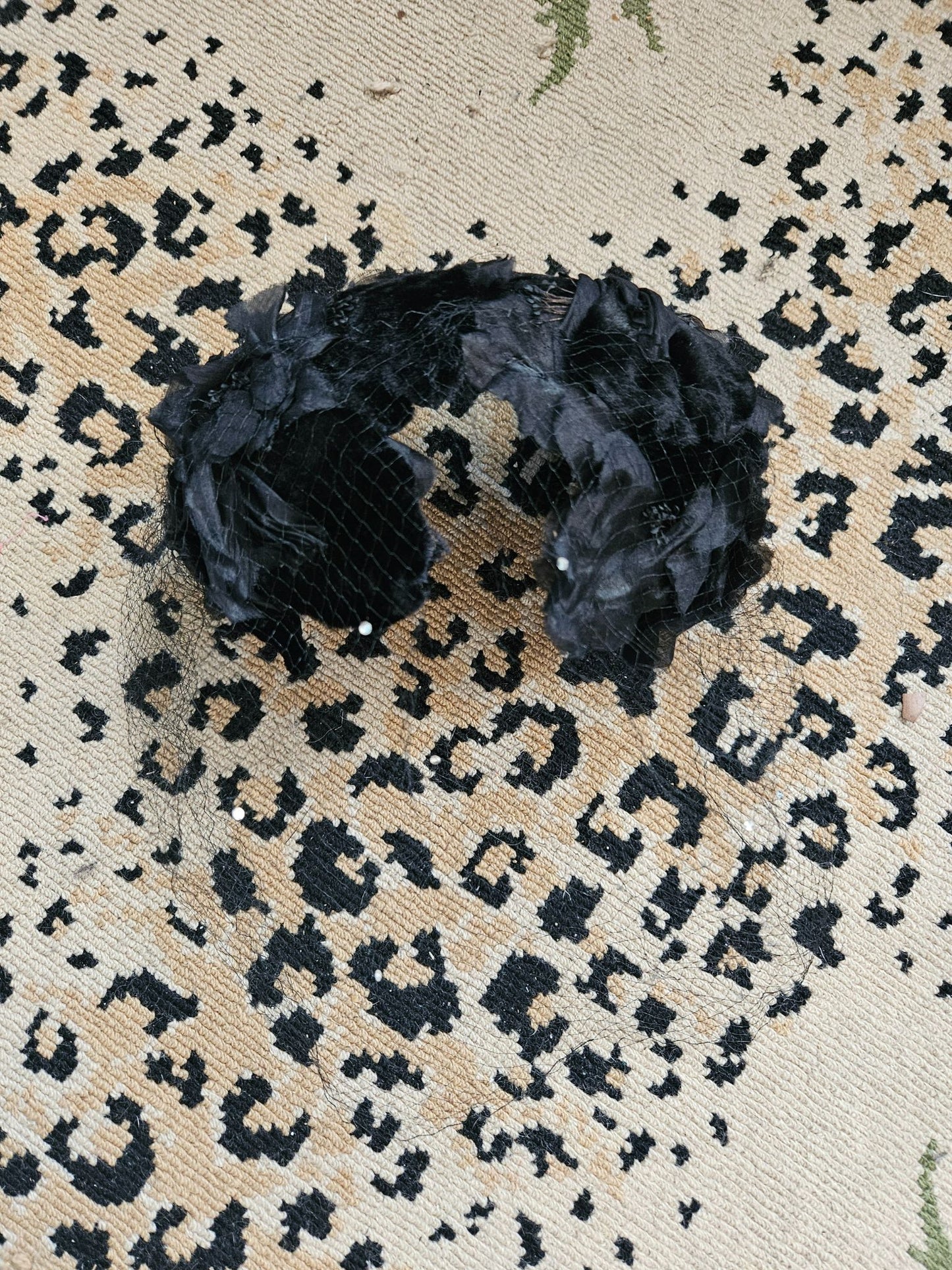SOLD - Vintage 1950's Black Velvet & Silk Floral Topper