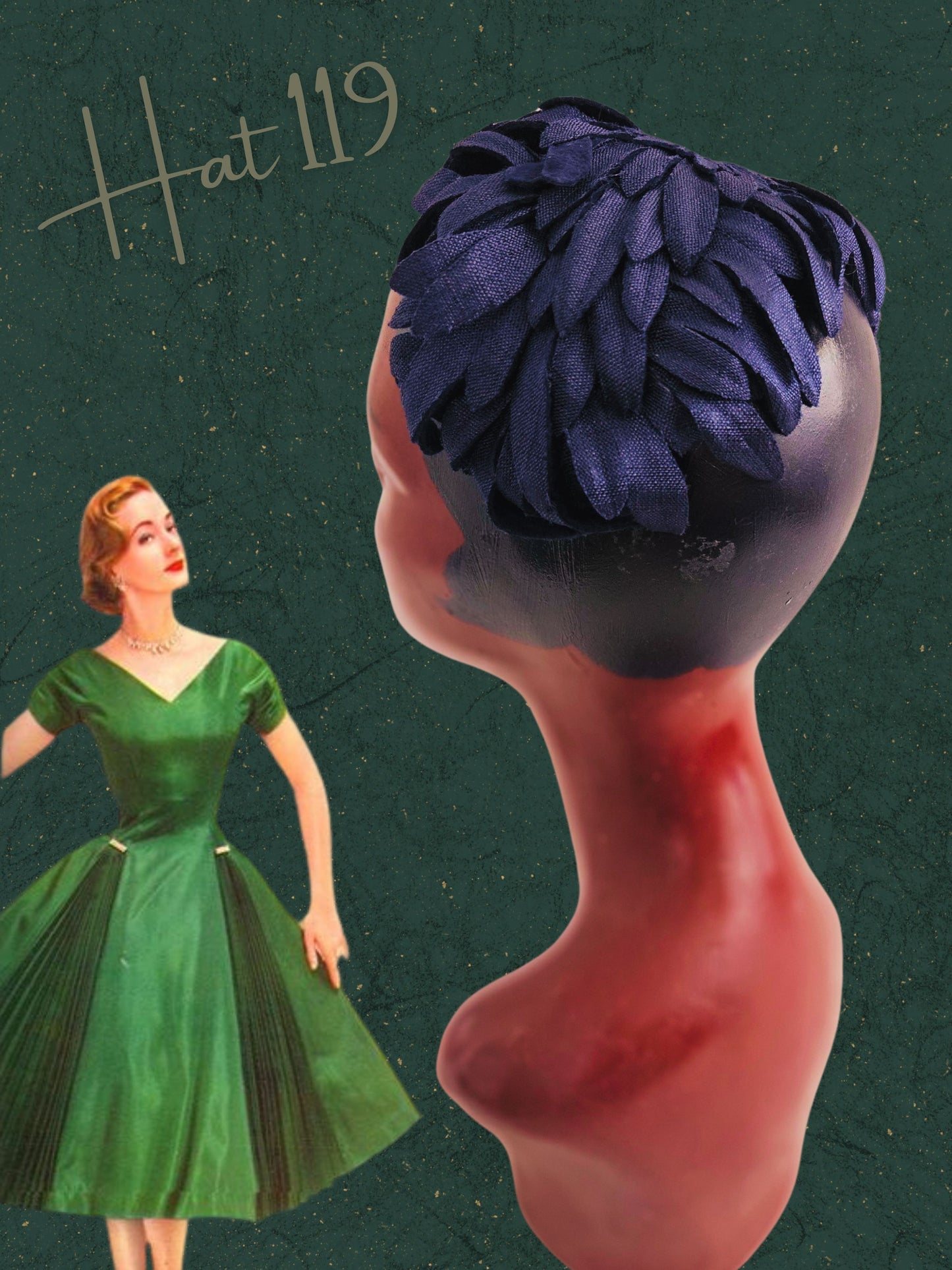 SOLD - Vintage 1950's-1960's Navy Petal Half Hat
