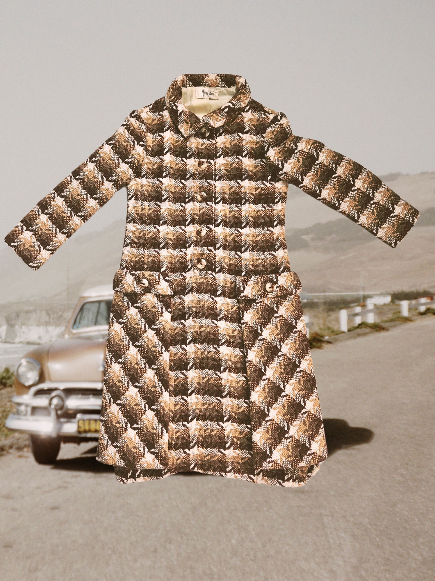 SOLD - Vintage 1950's-1960's "Neusteters" Wool Houndstooth Car Coat