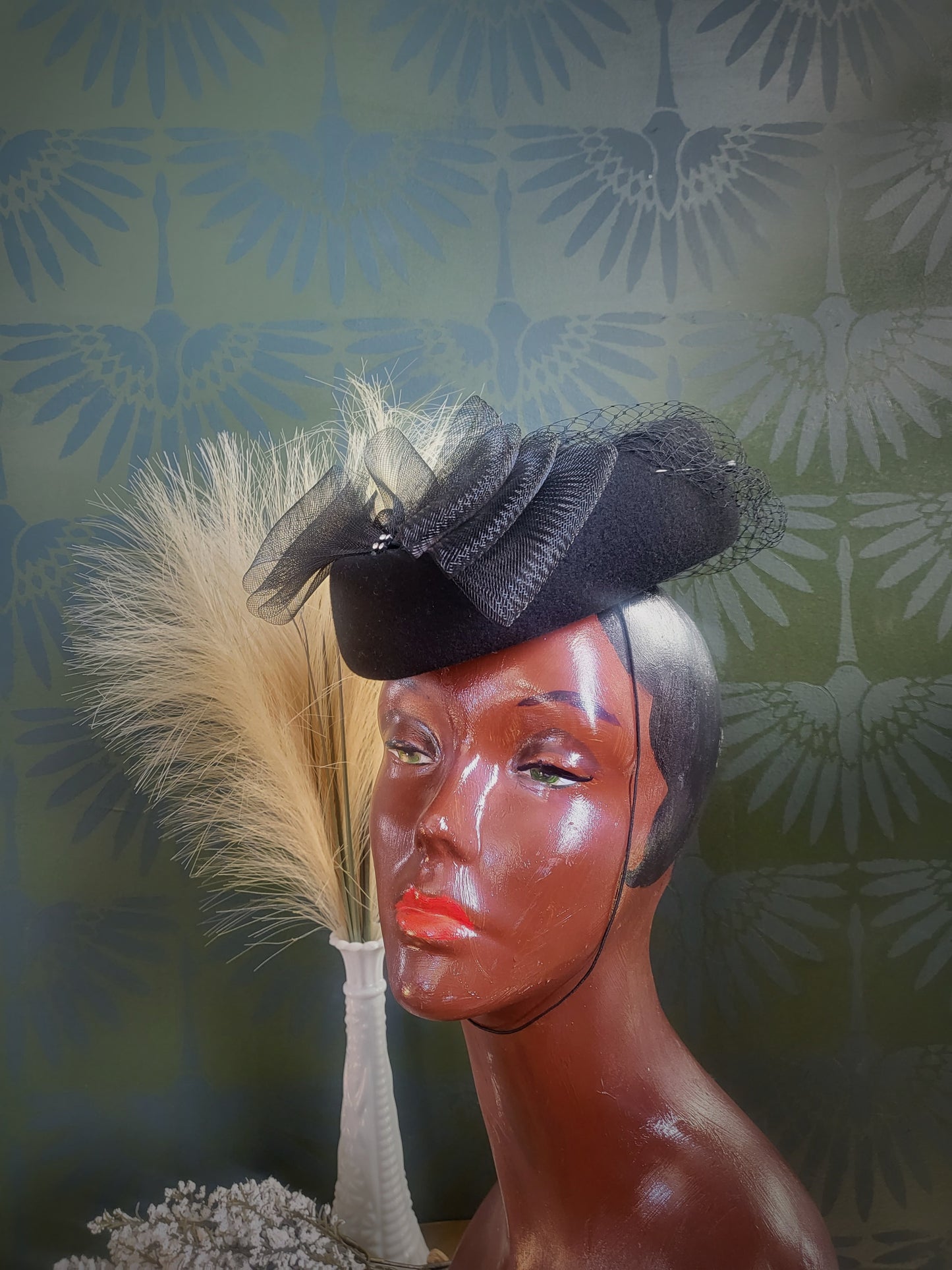 SOLD - Vintage 1950's "Bollman" Black Felted Wool Topper
