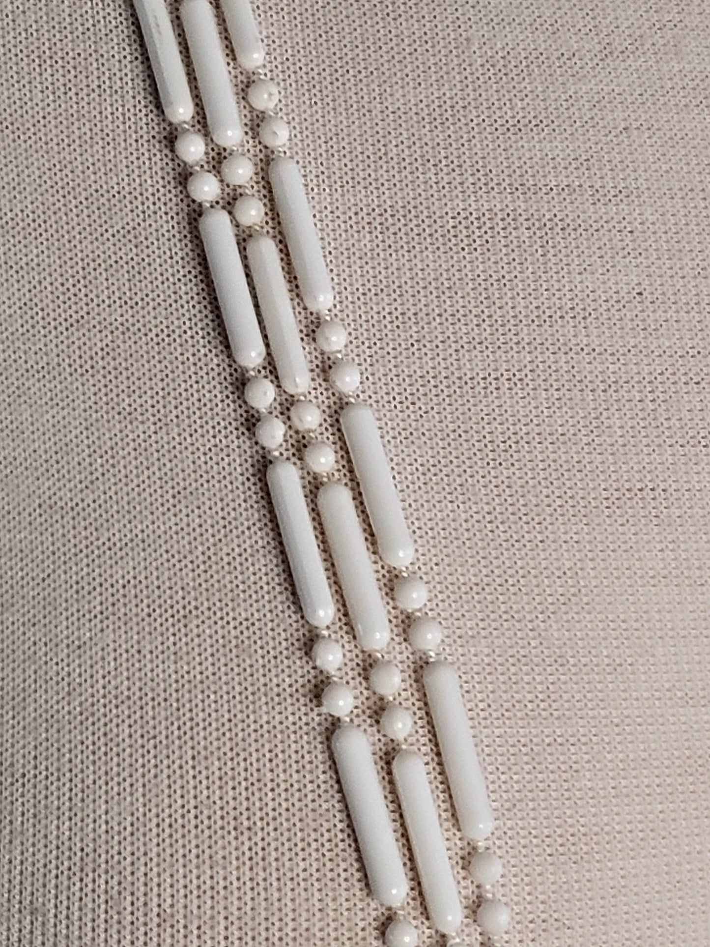Vintage Dash-Dot White Love Beads