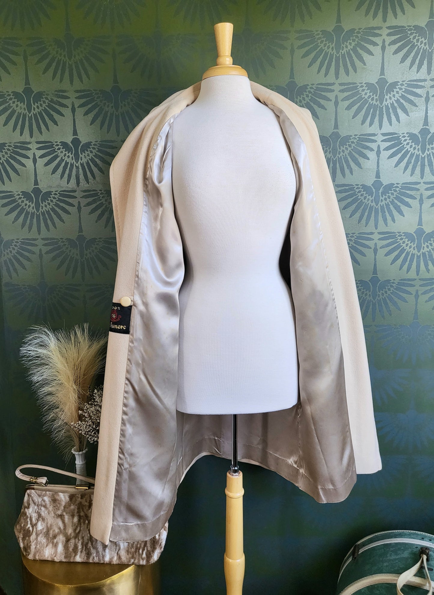 SOLD - Vintage 1950's Cashmere Ladies Box Coat - Beige