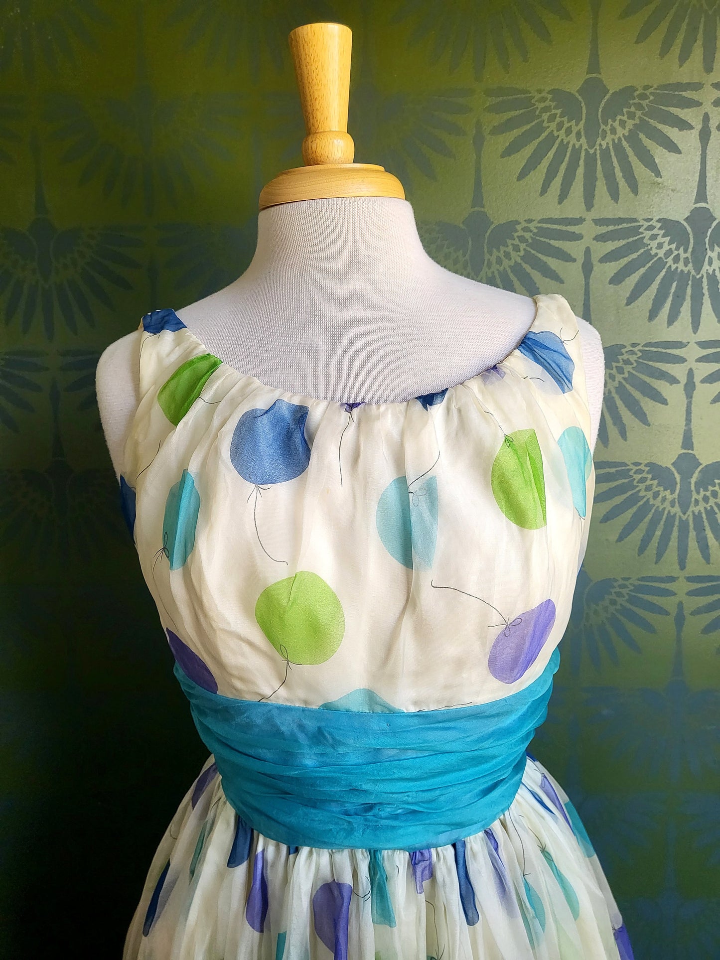 SOLD - Vintage 1950's Jr. Theme of New York Balloon Print Dress