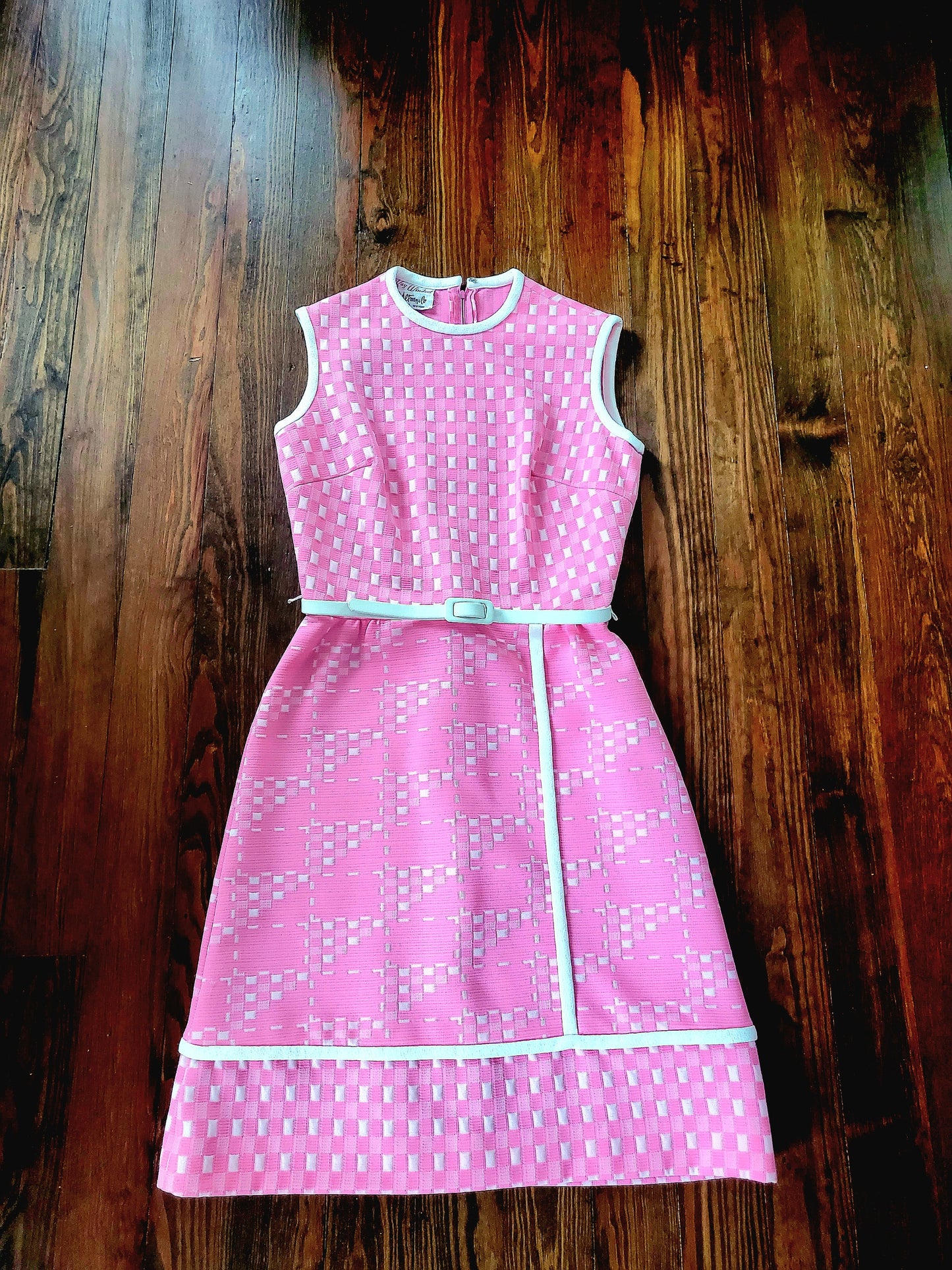SOLD - Vintage 1960's Kay Windsor for B. Altman & Co. Pink Check Shift Dress