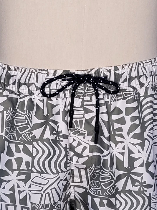 Jimmy Geo Leaf Print Lined Volley Shorts - Seagrass