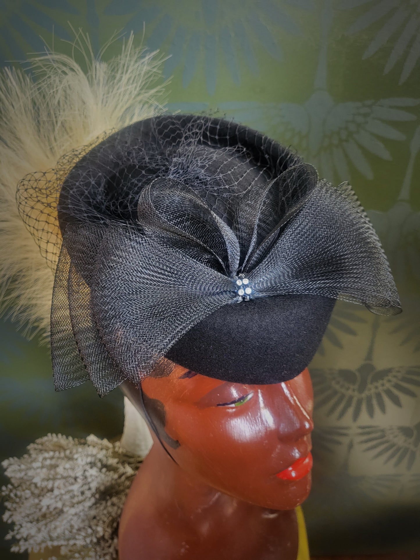 SOLD - Vintage 1950's "Bollman" Black Felted Wool Topper