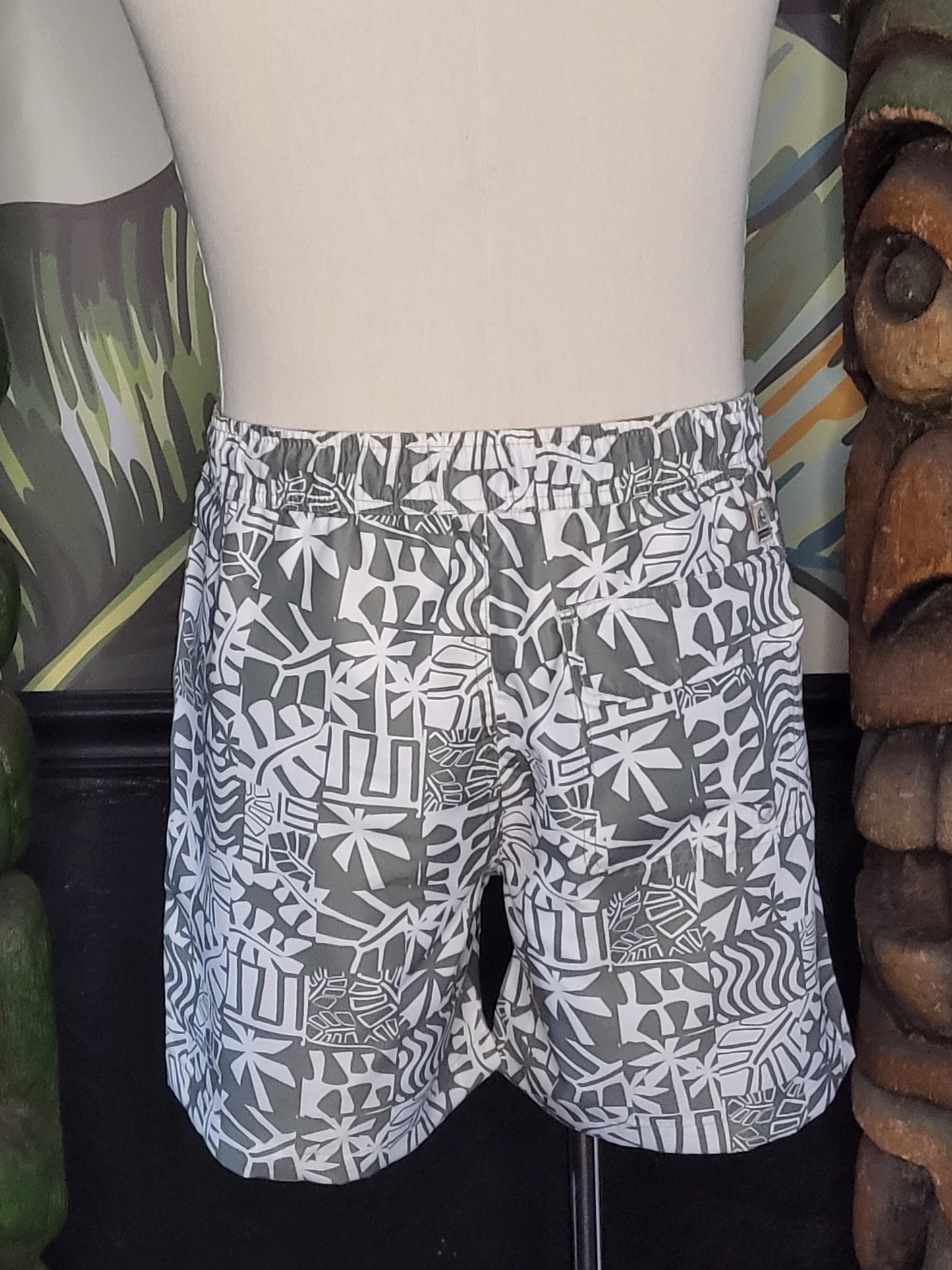 Jimmy Geo Leaf Print Lined Volley Shorts - Seagrass