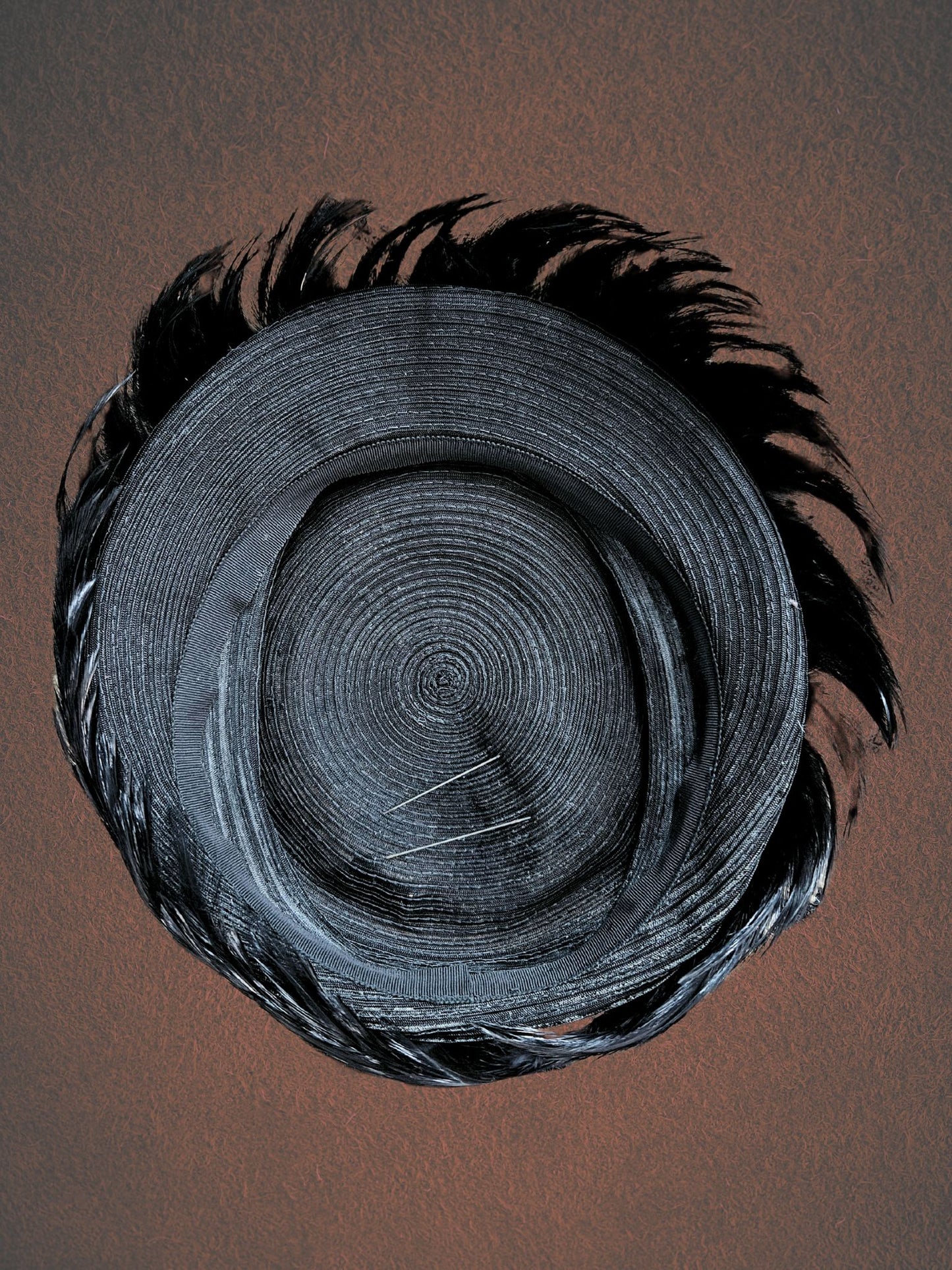 Vintage Black Feather Saucer Hat