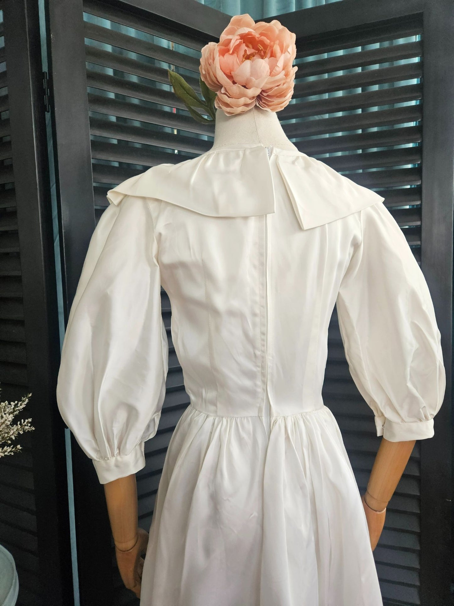 Vintage White Satin A-Line Bridal Gown