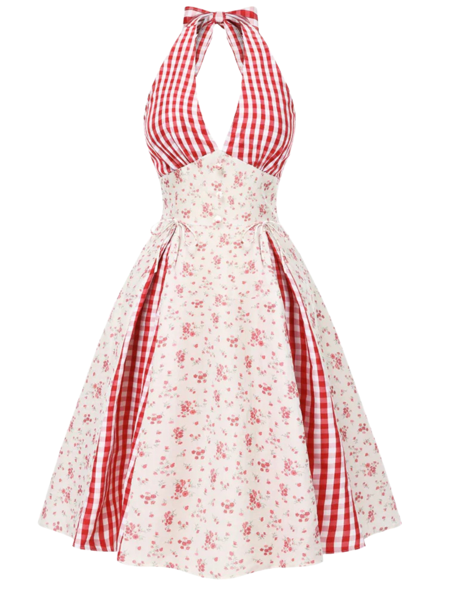 1950's Style Countryside Patchwork Halter Dress