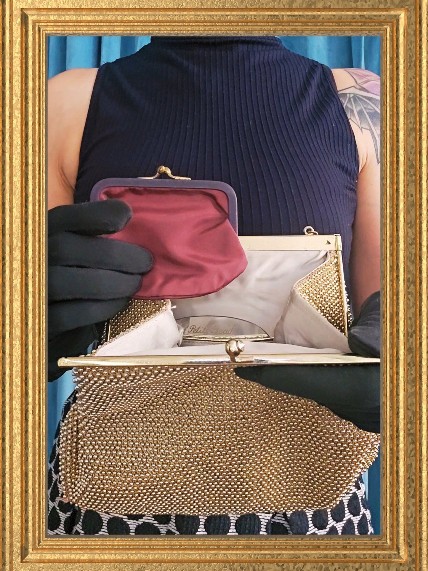 SOLD - "Lumured" Golden Petite Bead Handbag