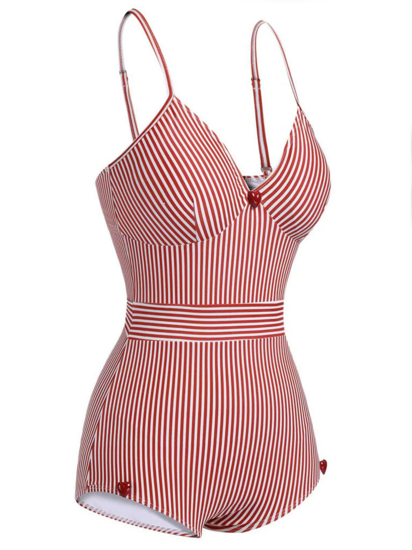 1940s Red Striped Swimsuit