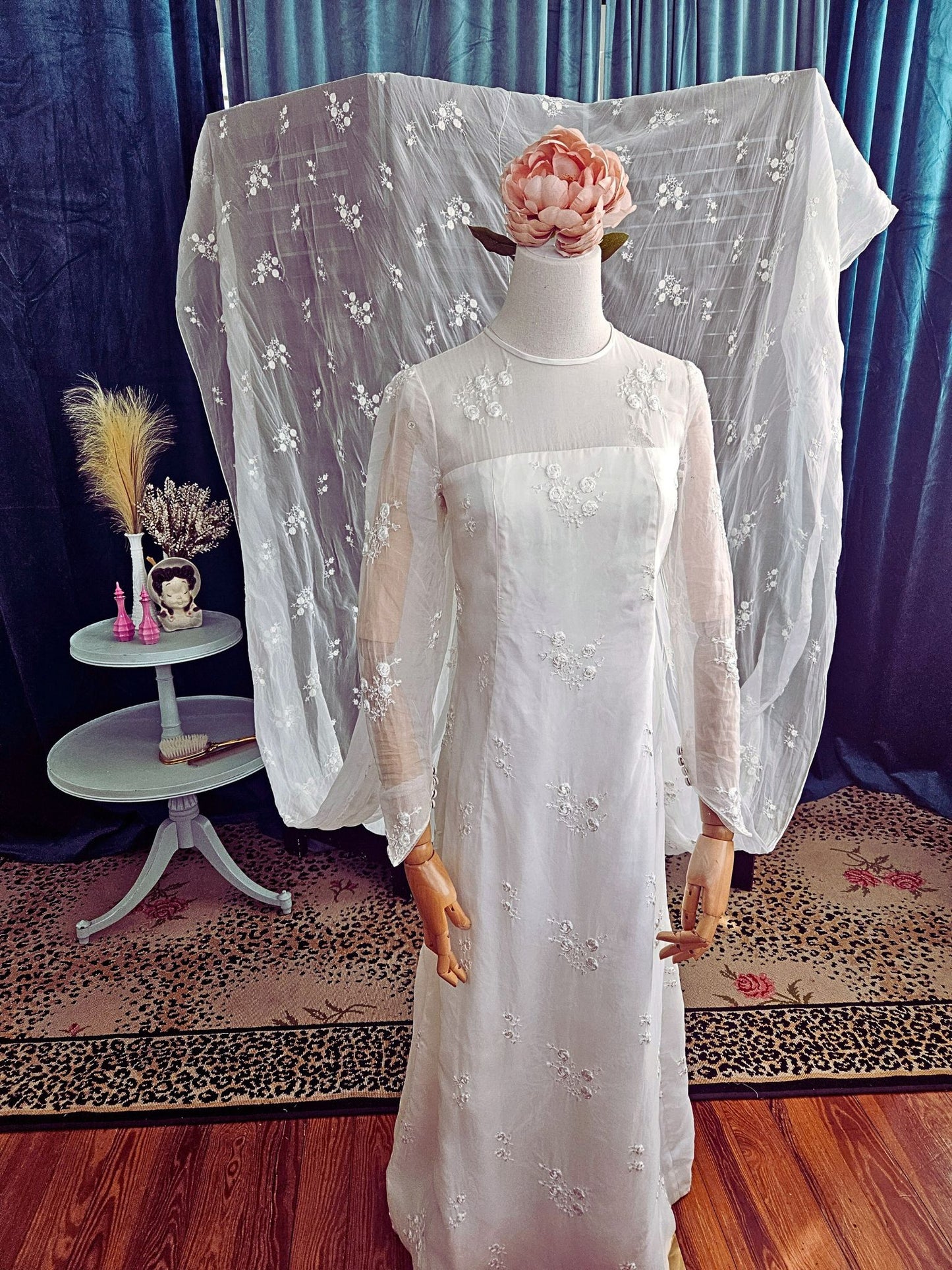 Vintage Embroidered Sheath Gown
