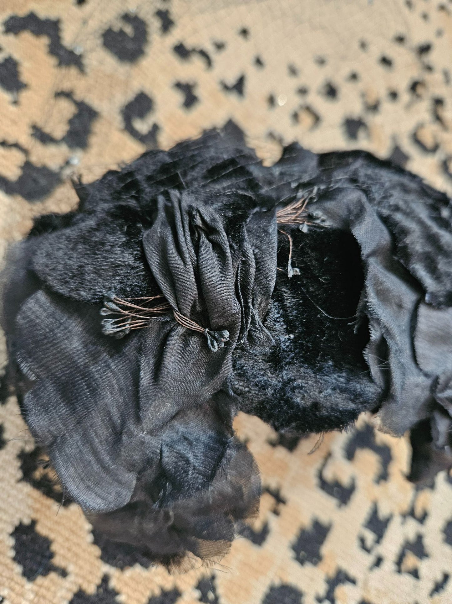 SOLD - Vintage 1950's Black Velvet & Silk Floral Topper