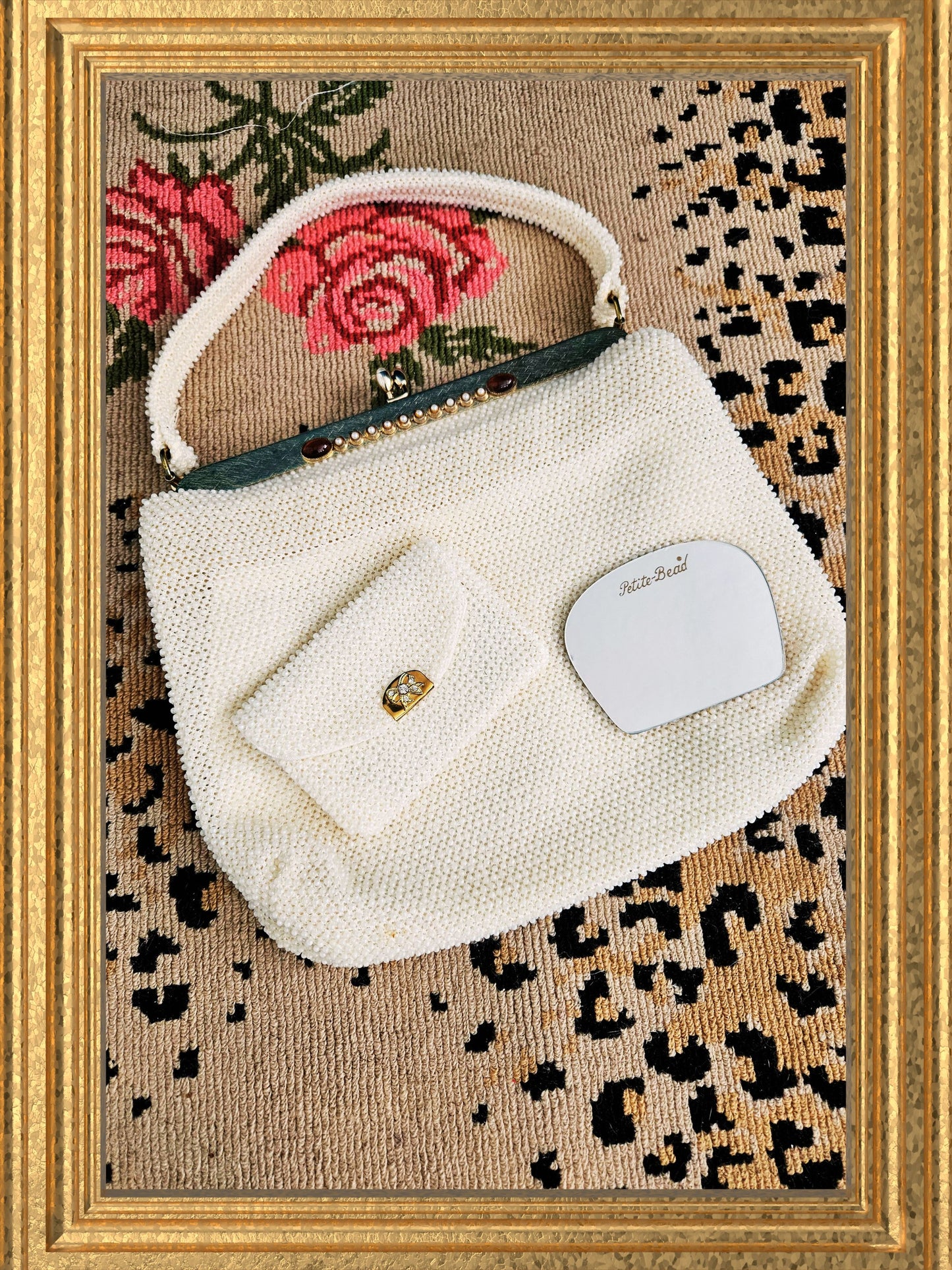 SOLD- Vintage Ivory Petite Bead Handbag