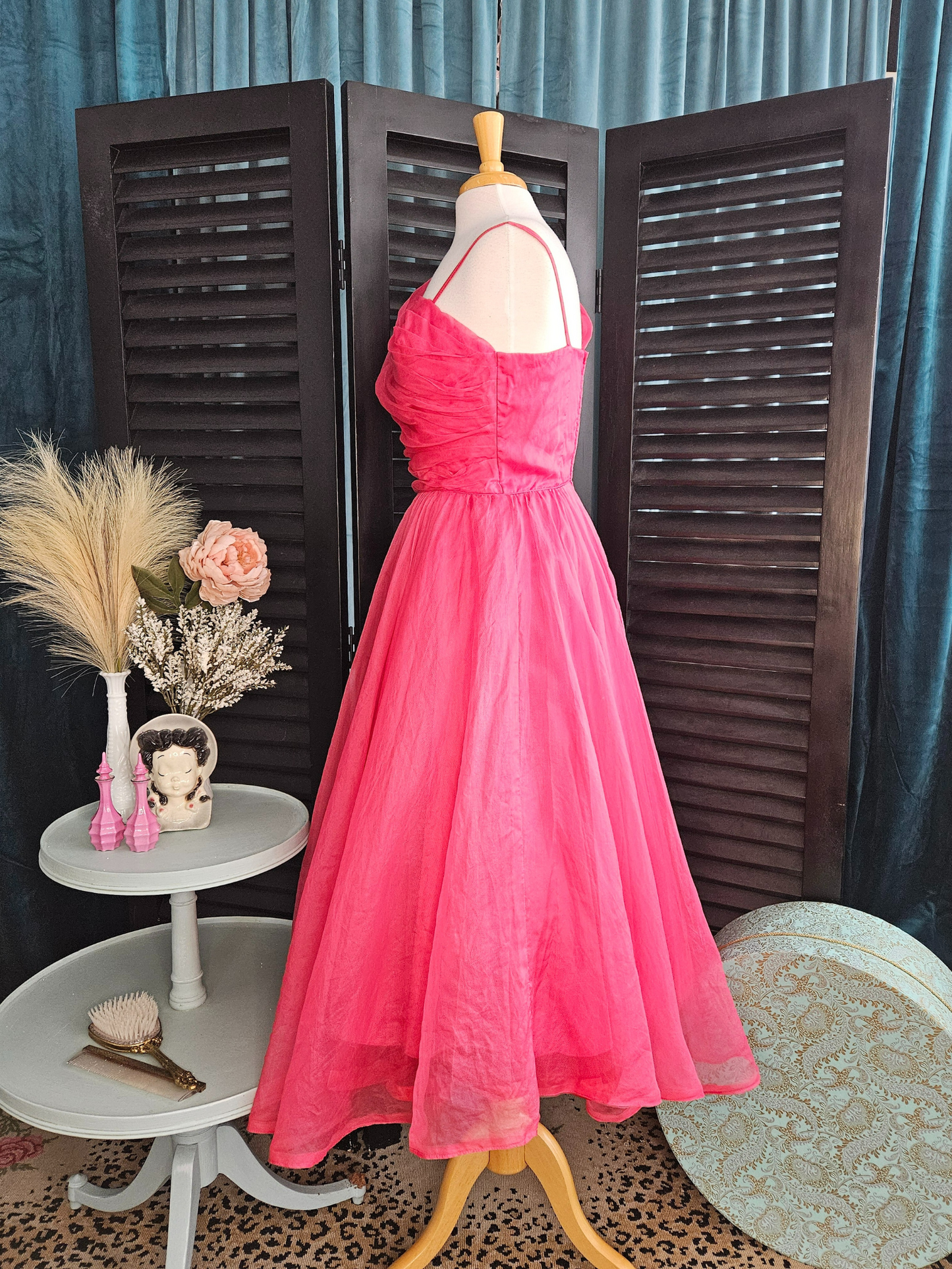 SOLD -Vintage 1950's Fuchsia Party Dress
