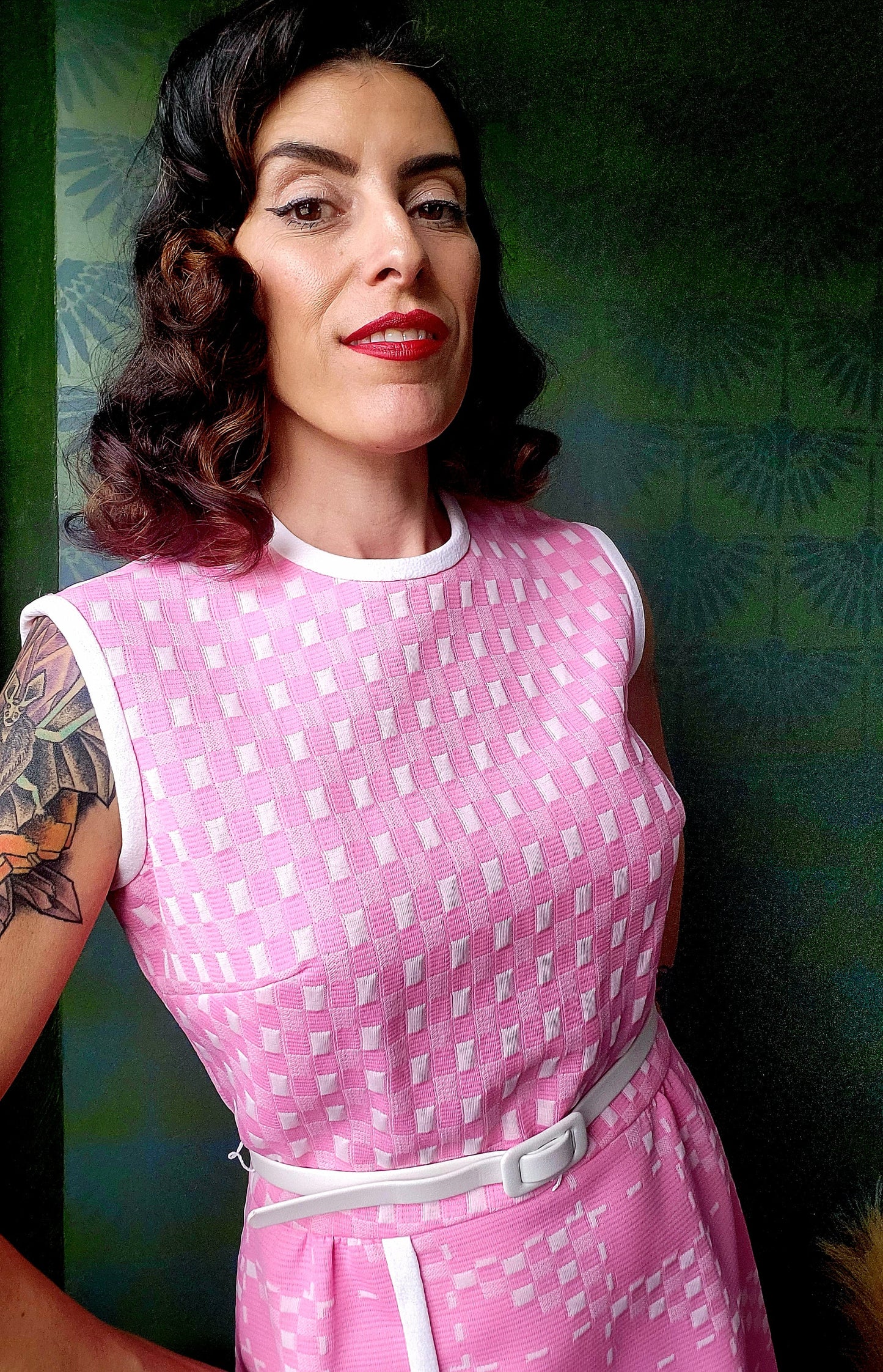 SOLD - Vintage 1960's Kay Windsor for B. Altman & Co. Pink Check Shift Dress