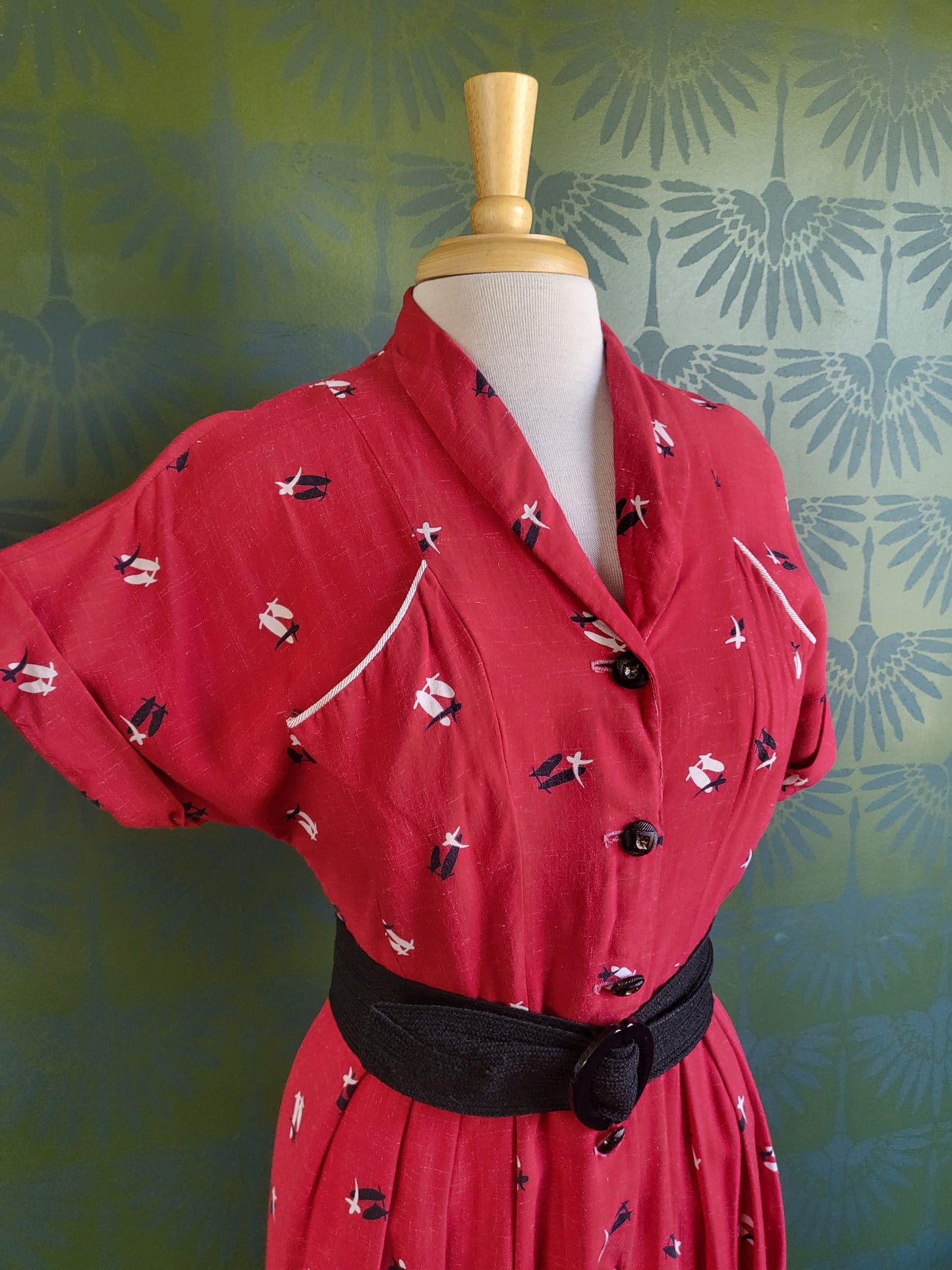 SOLD - Vintage 1940-1950's Shirtwaist Day Dress