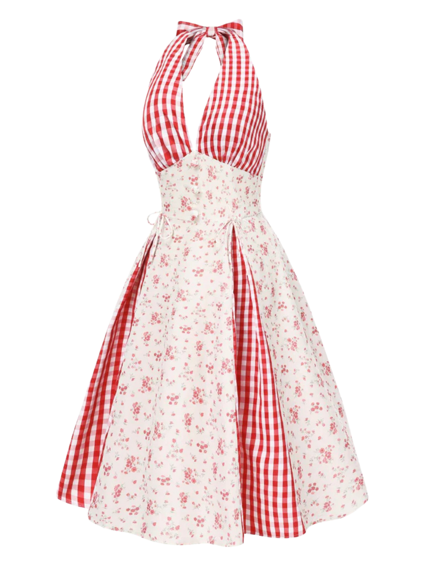 1950's Style Countryside Patchwork Halter Dress