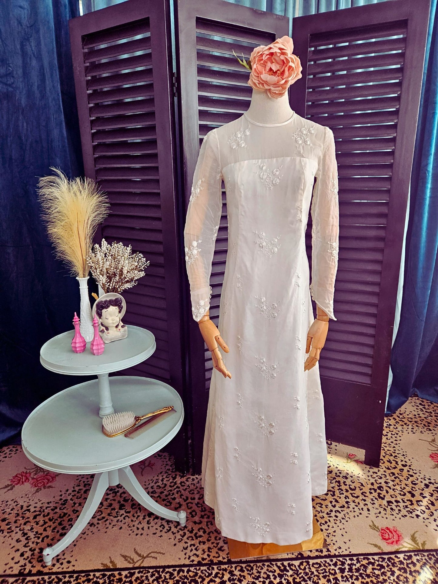 Vintage Embroidered Sheath Gown