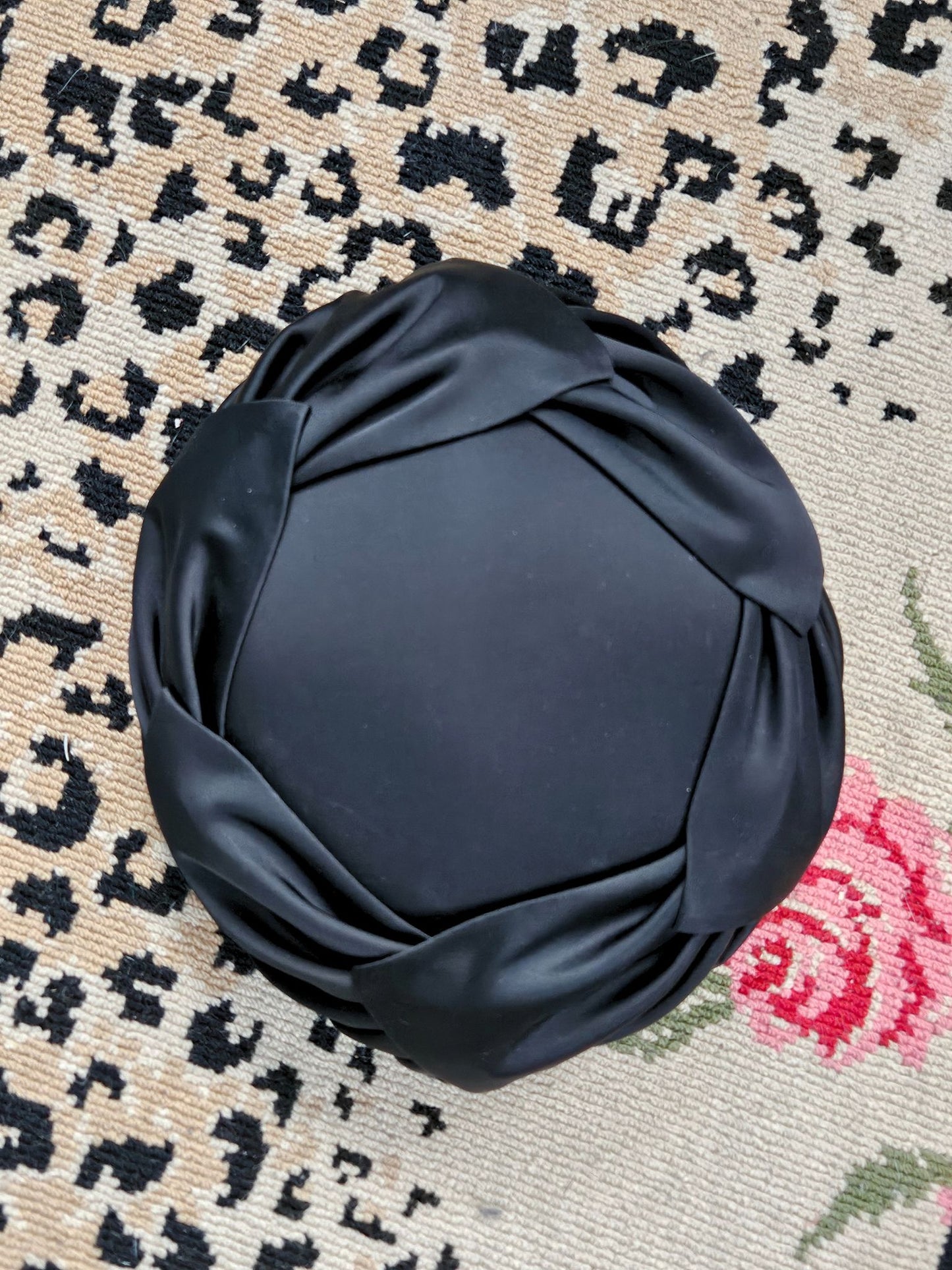 SOLD - Vintage 1950's Black Satin Topper