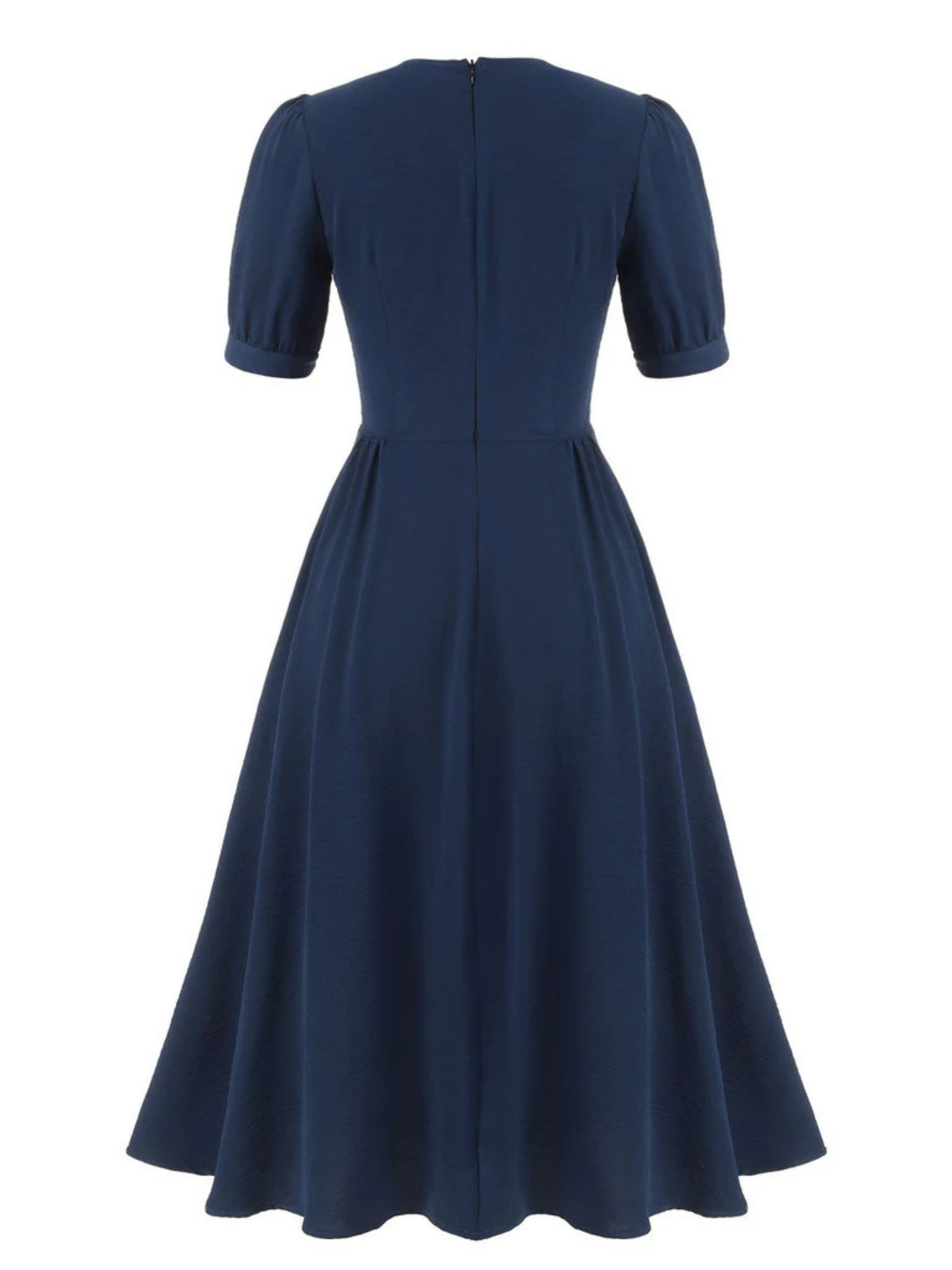 1940's Style Navy Square Neck Dress