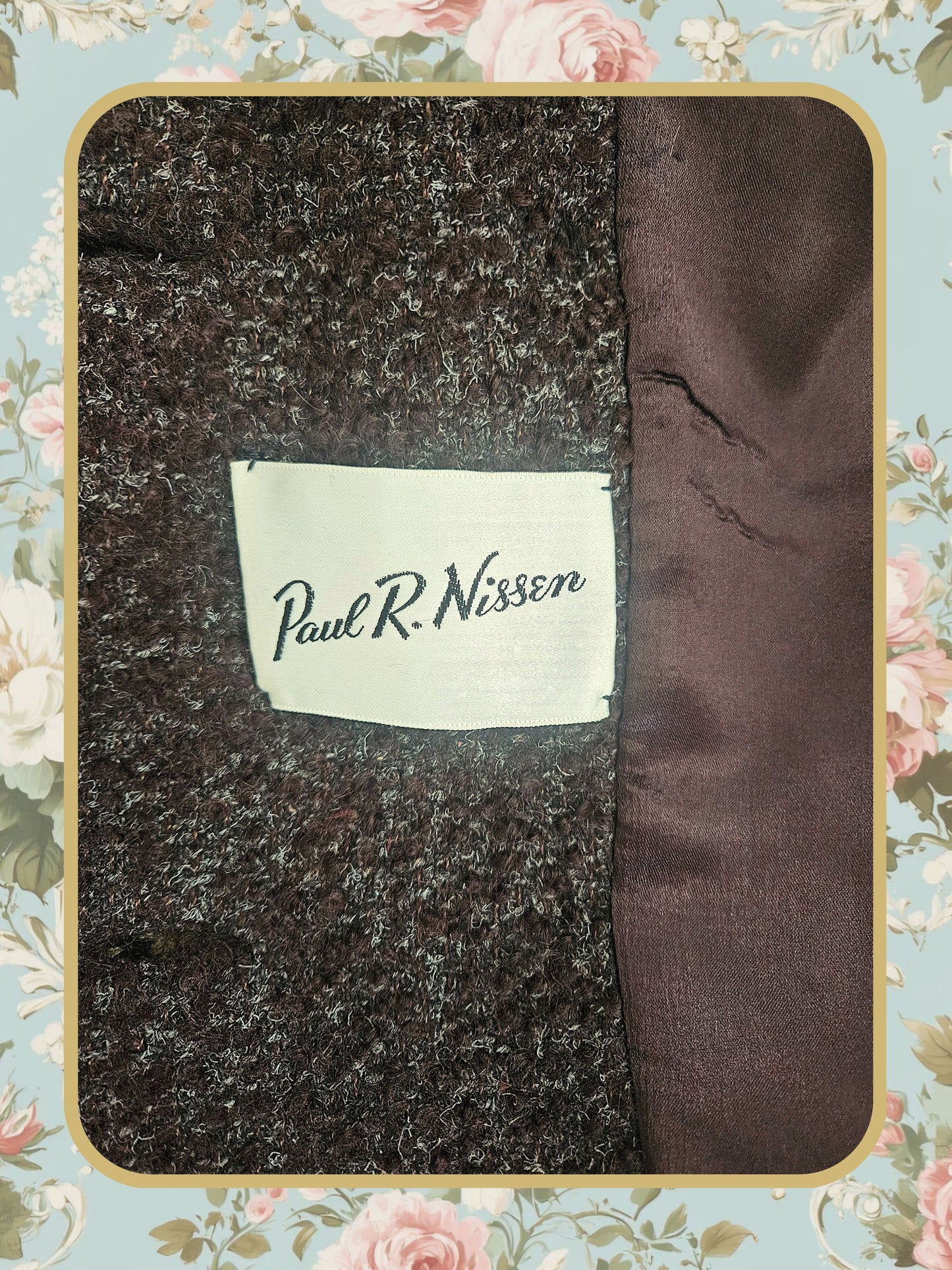 Vintage Brown Bouclé Wool Coat