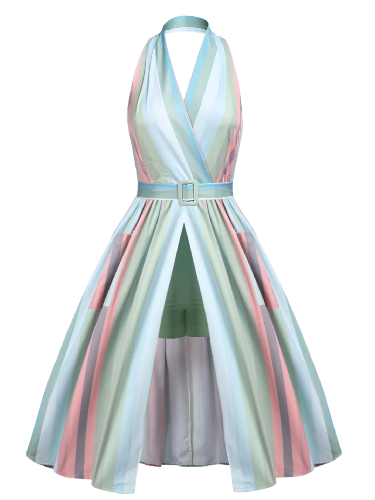 1950s Style Pastel Striped Dress