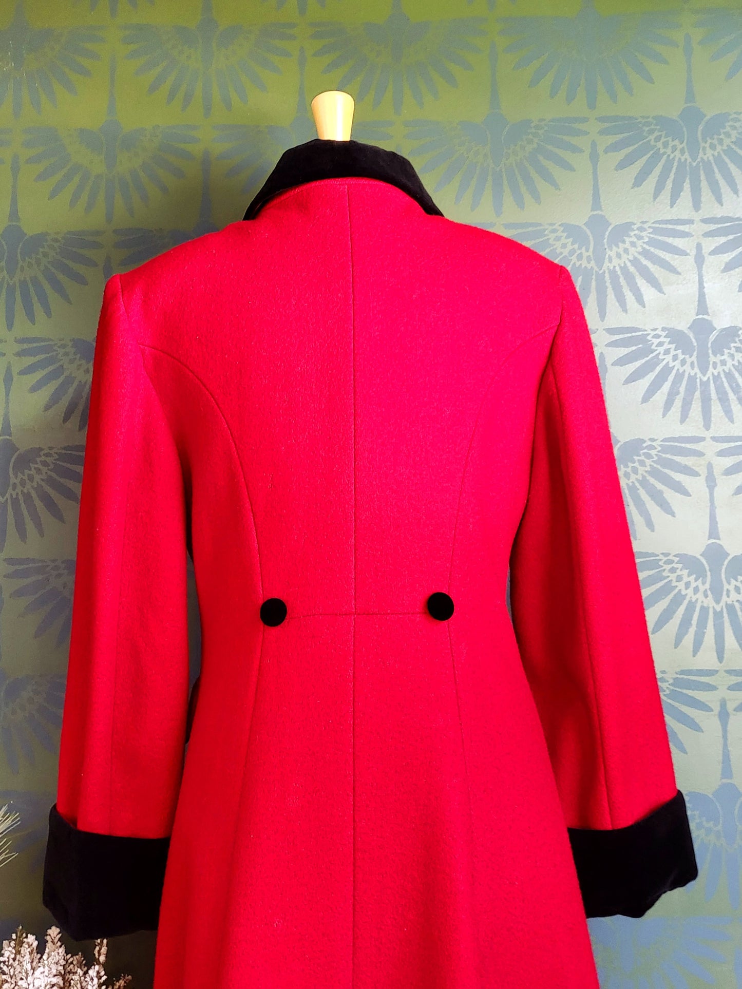SOLD - Vintage "Albert Nipon" Lipstick Red Wool Box Coat