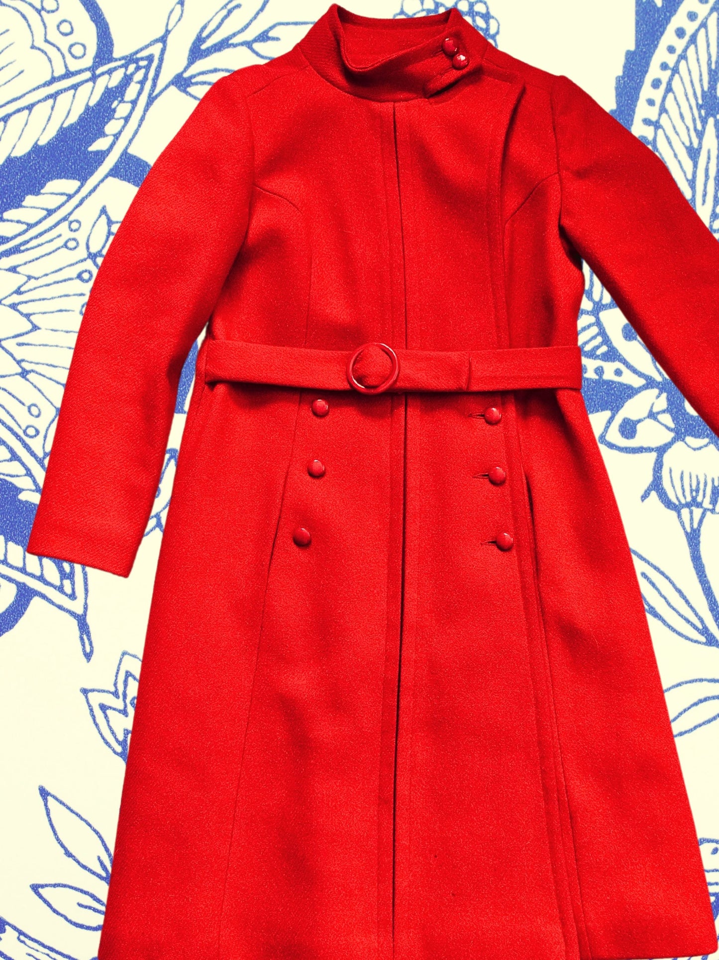 SOLD - Vintage 1960's "Lane Bryant" Tomato Red Mod Long Coat