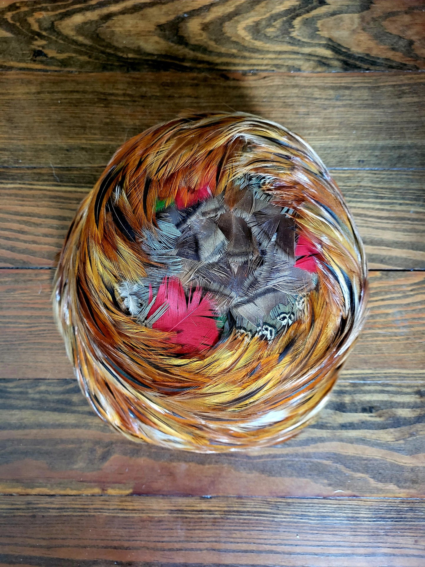 HAT81 - Vintage 1950's-1960's High Crown Feather Hat