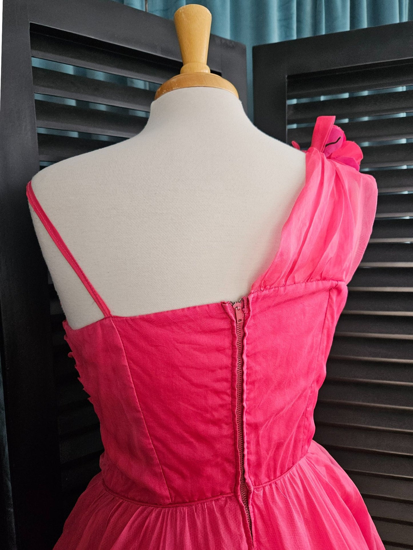 SOLD -Vintage 1950's Fuchsia Party Dress