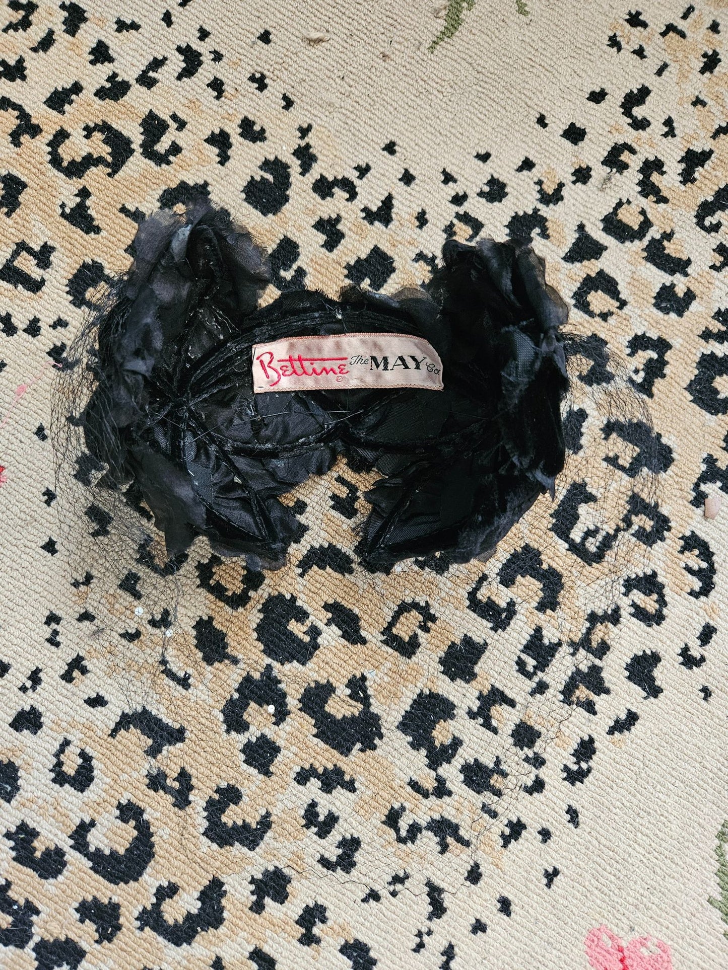 SOLD - Vintage 1950's Black Velvet & Silk Floral Topper