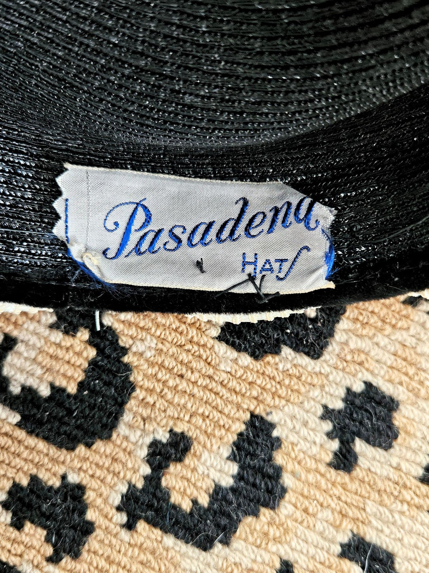 Vintage Black & Ivory Straw Topper