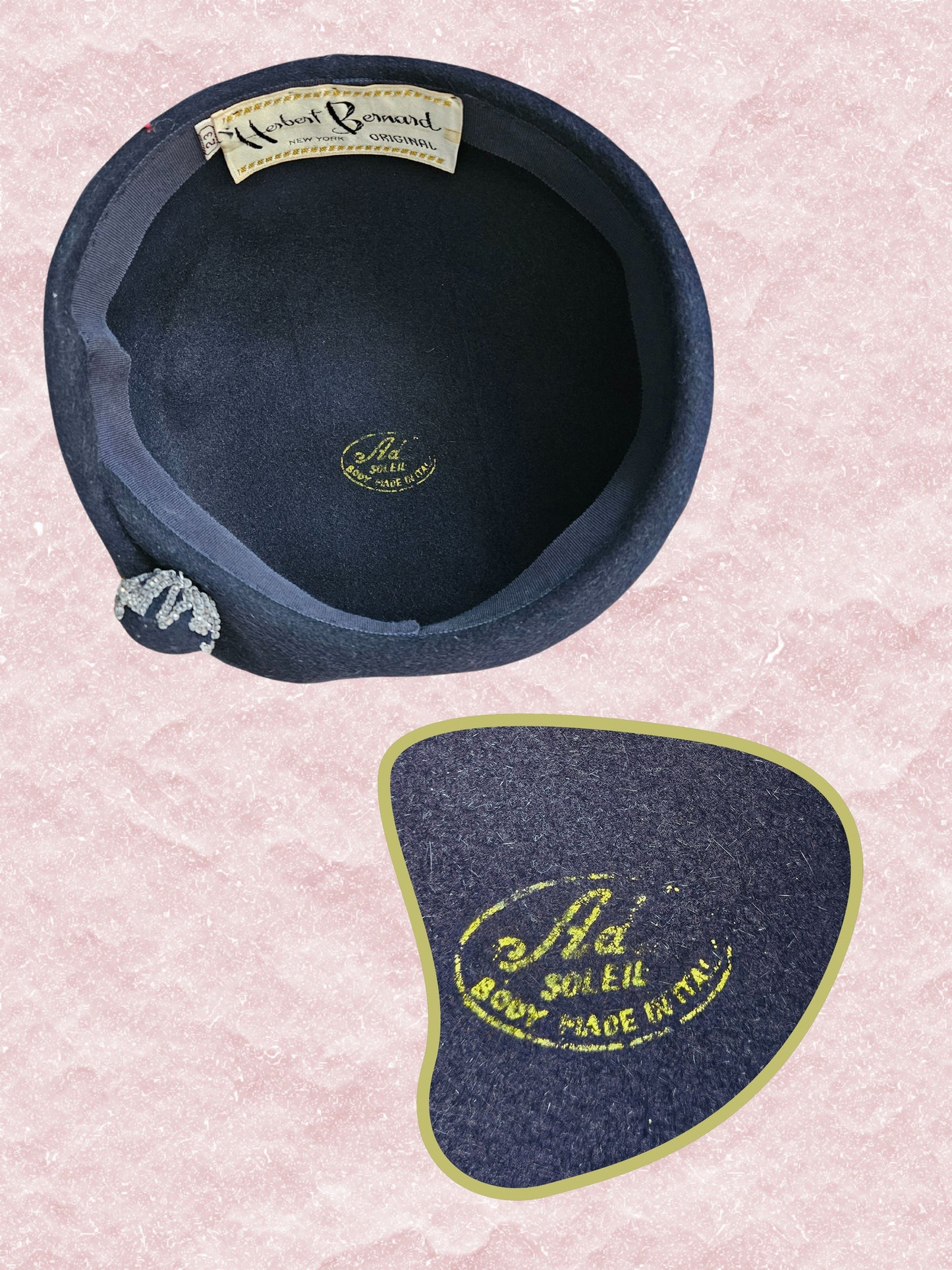 Vintage Navy Mohair Turban Topper