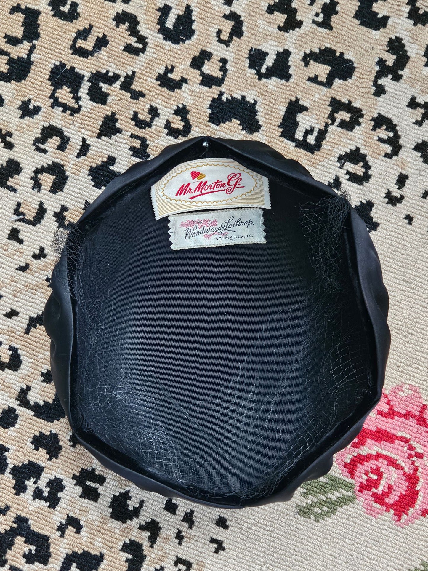 SOLD - Vintage 1950's Black Satin Topper