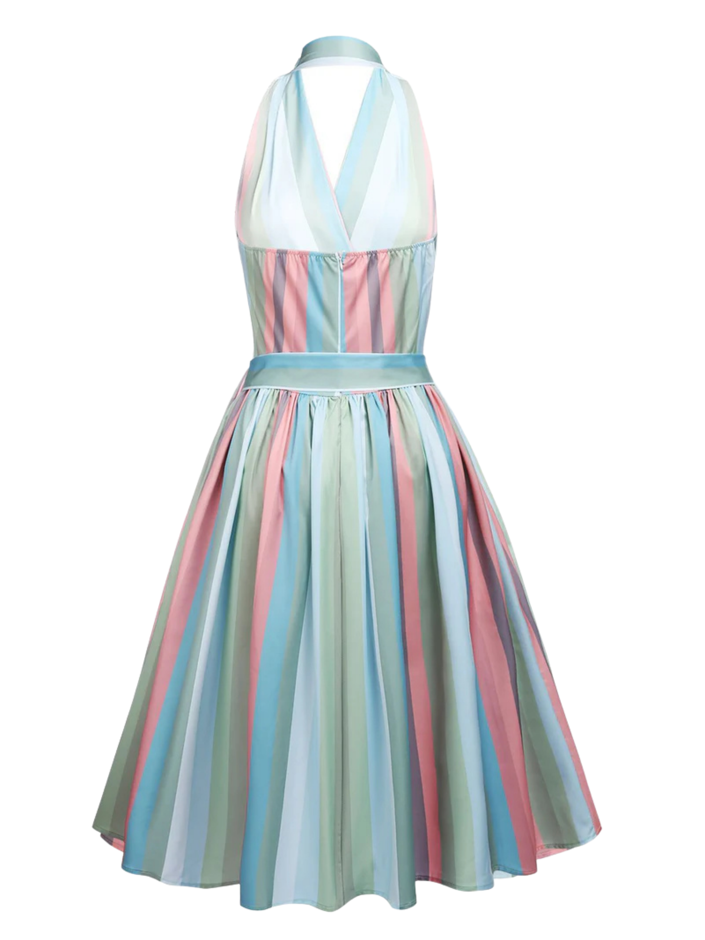1950s Style Pastel Striped Dress