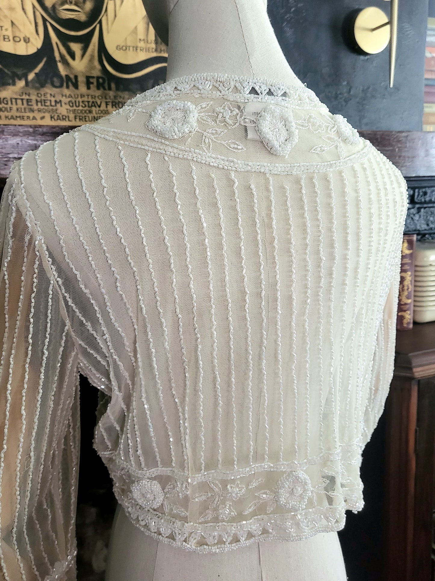 STYLE 5001 - Vintage "Stenay" Ivory Beaded Long Sleeve Bolero